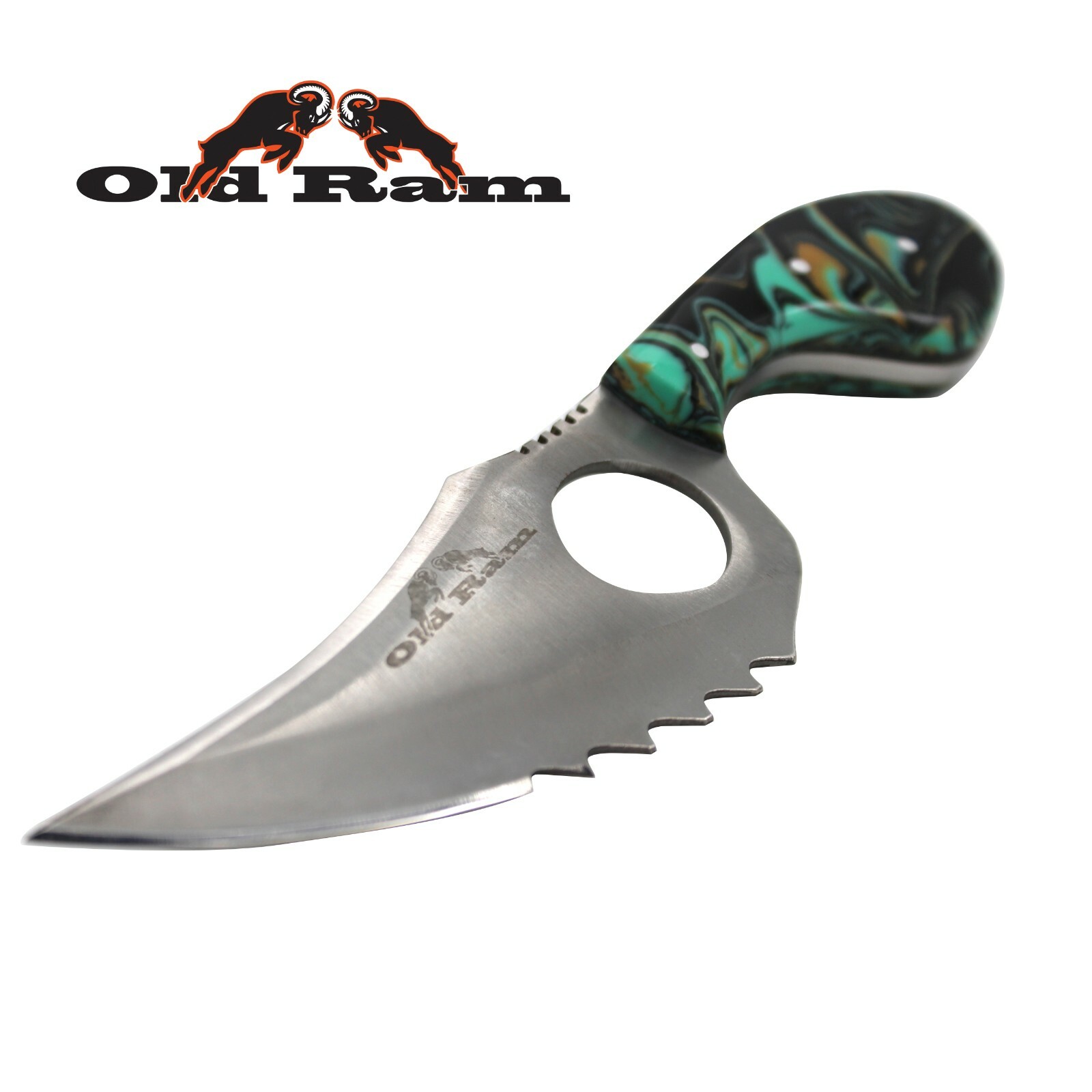 Old Ram Fixed Blade Skinner Knife w/Leather Sheath