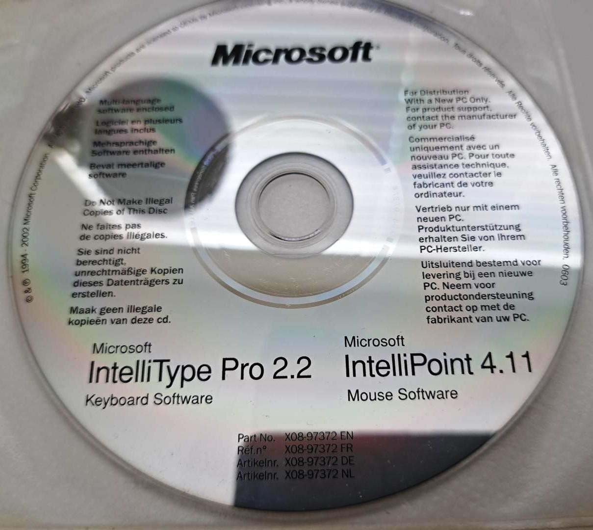 Microsoft IntelliType Pro 2.2 & IntelliPoint 4.11 Software CD
