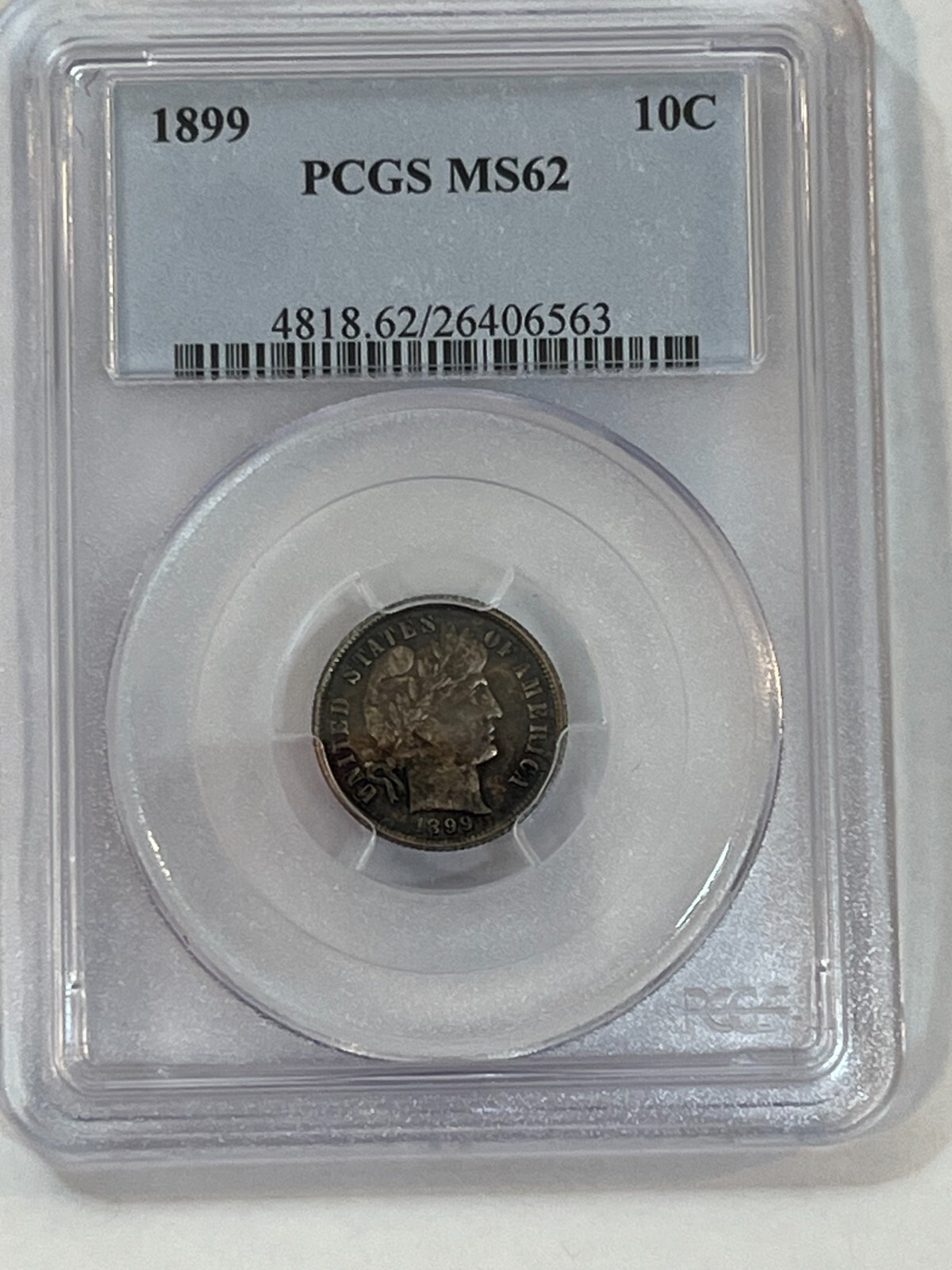 1899 Barber Dime PCGS MS62 Cert# 26406563