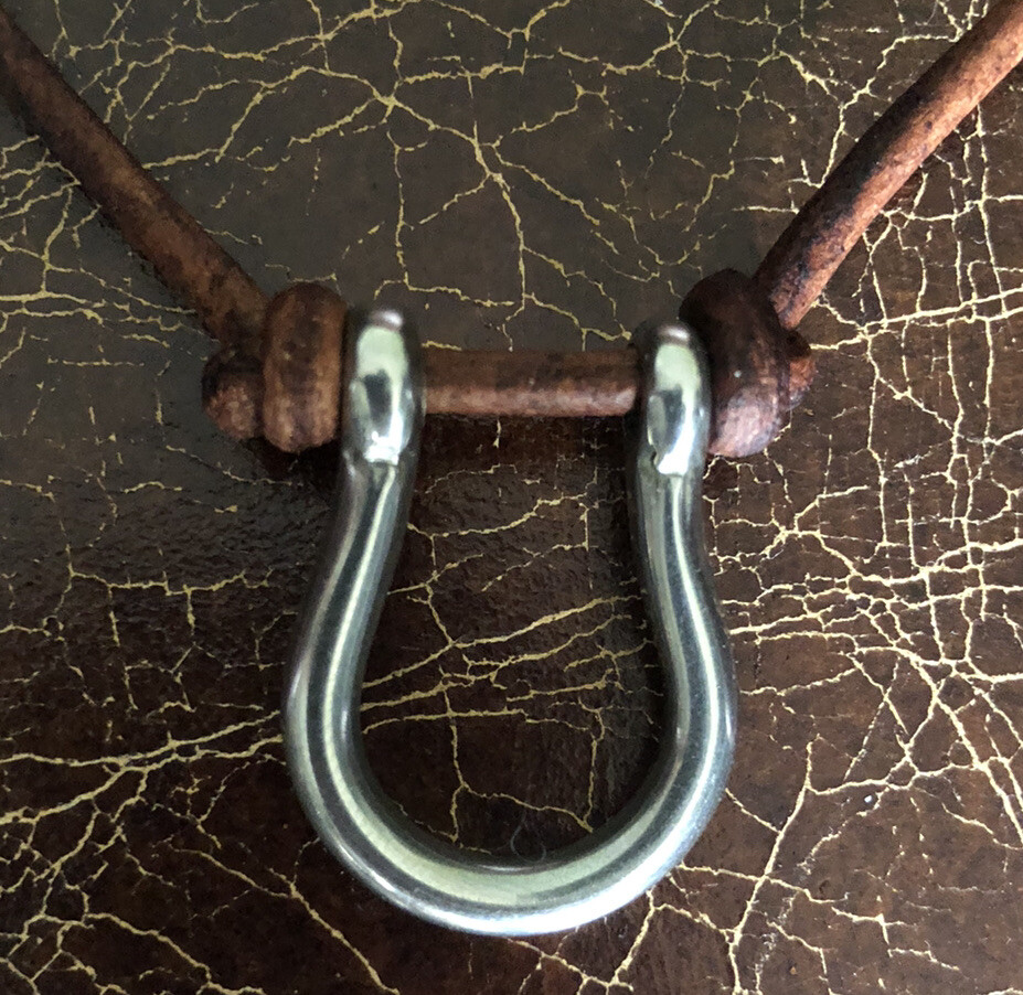 Abercrombie and Fitch Vintage Leather Lucky Large Horseshoe Metal Necklace Rare