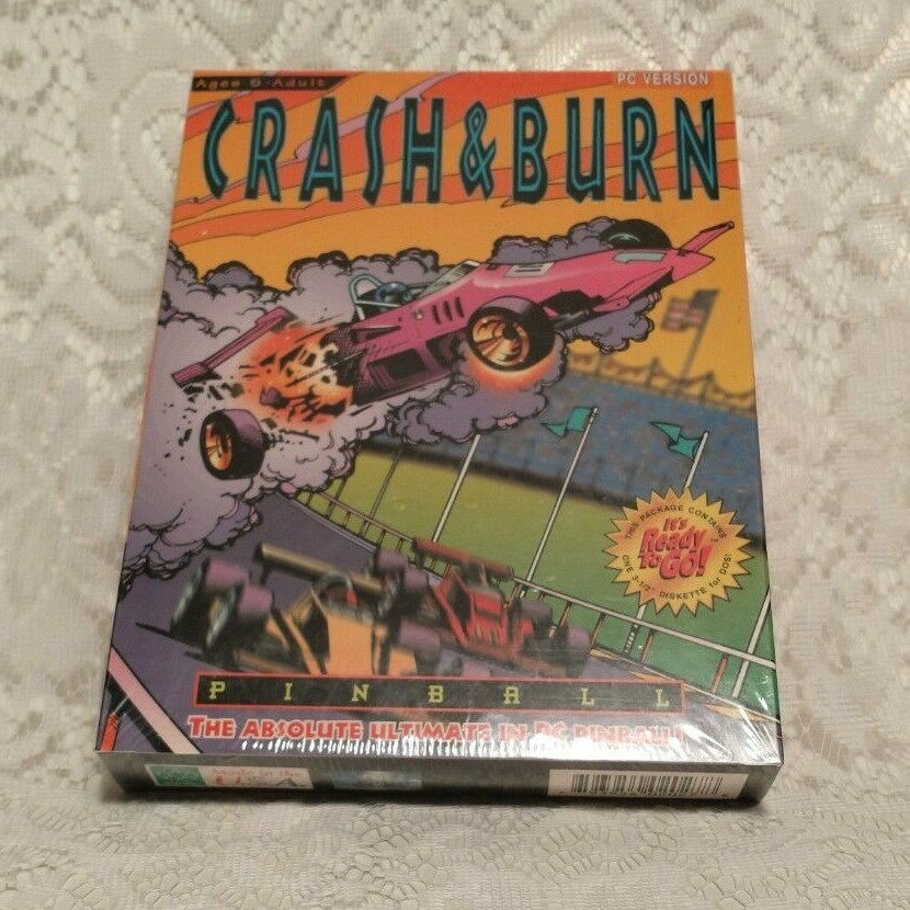 BN Software Vintage Crash and Burn Pinball PC Version Computer Game tblno1