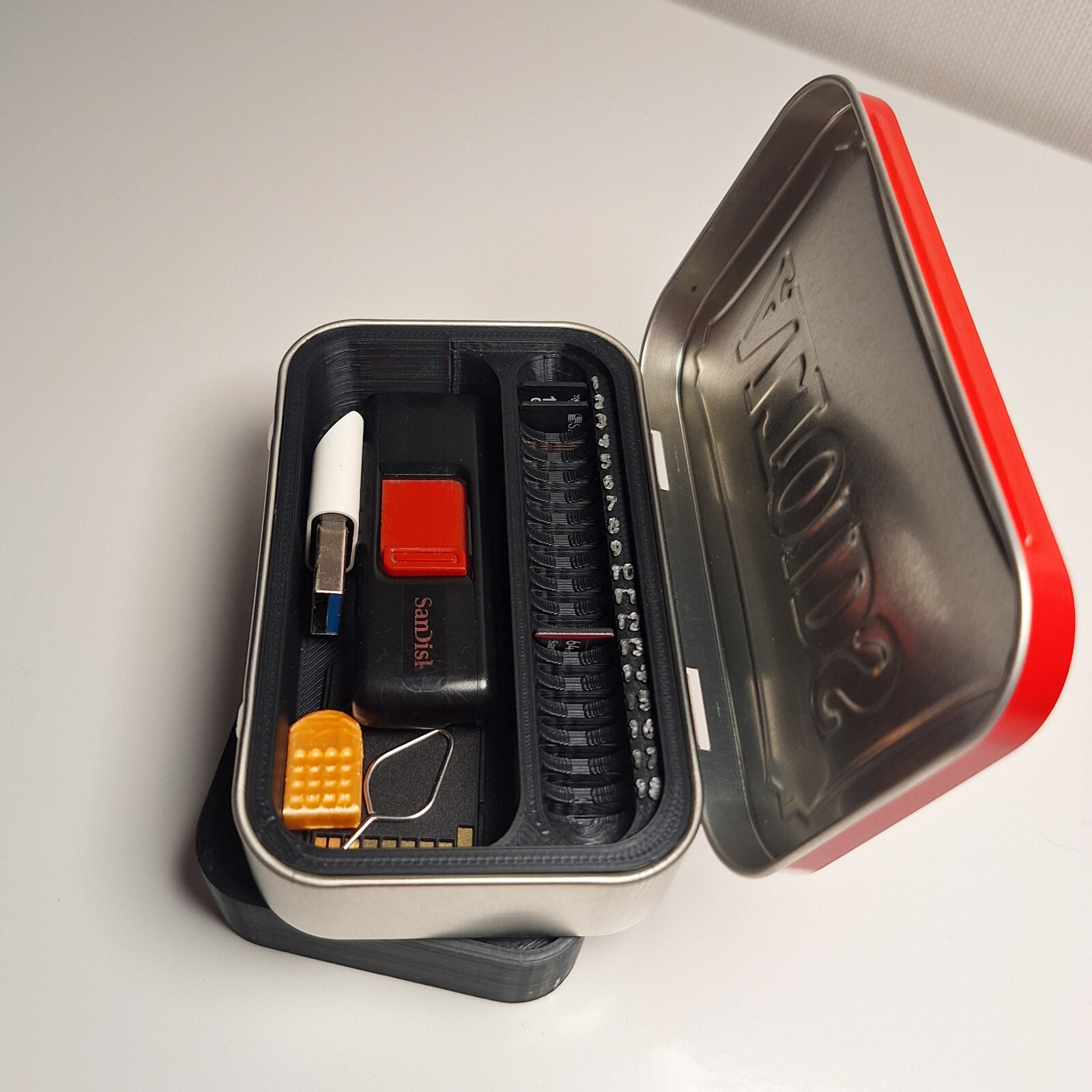 Deluxe MicroSD Card Organizer Storage - Altoids Tin Case Insert - Micro SD +