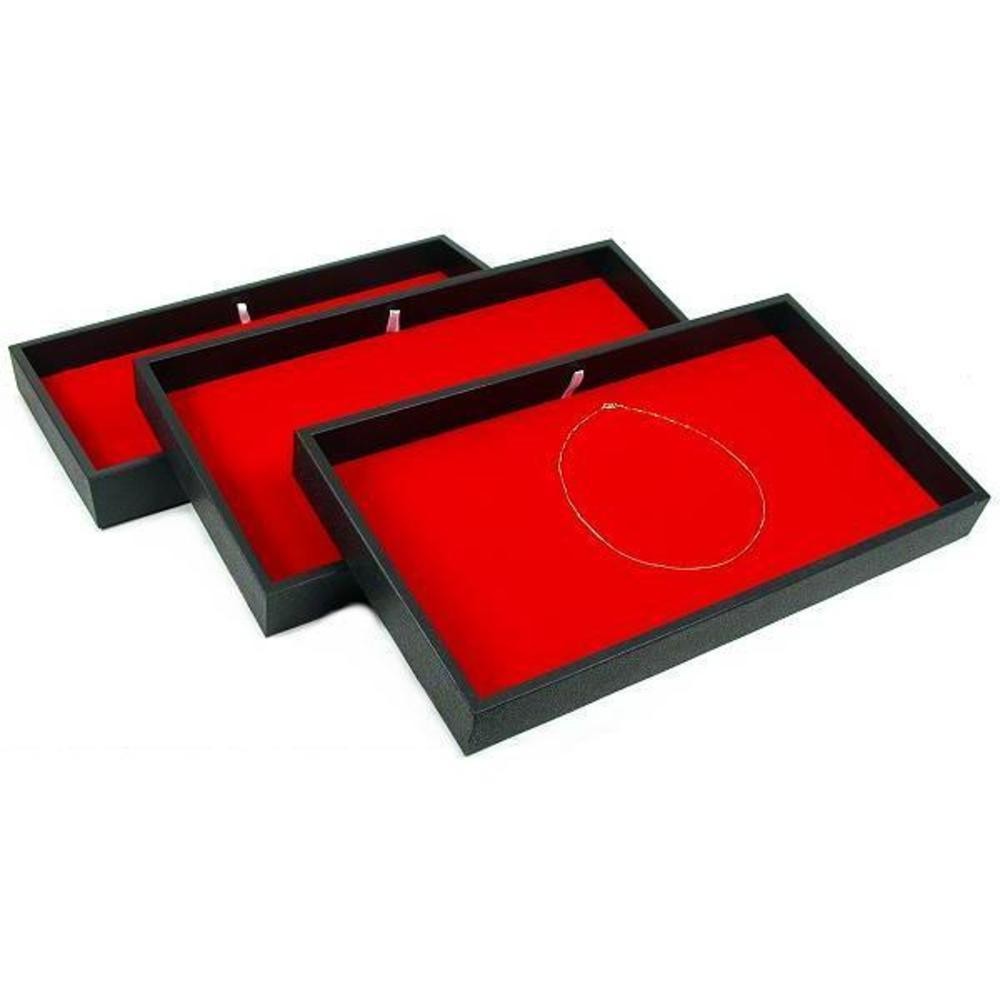 3 Red Velvet Chain Pad & Jewelry Display Tray