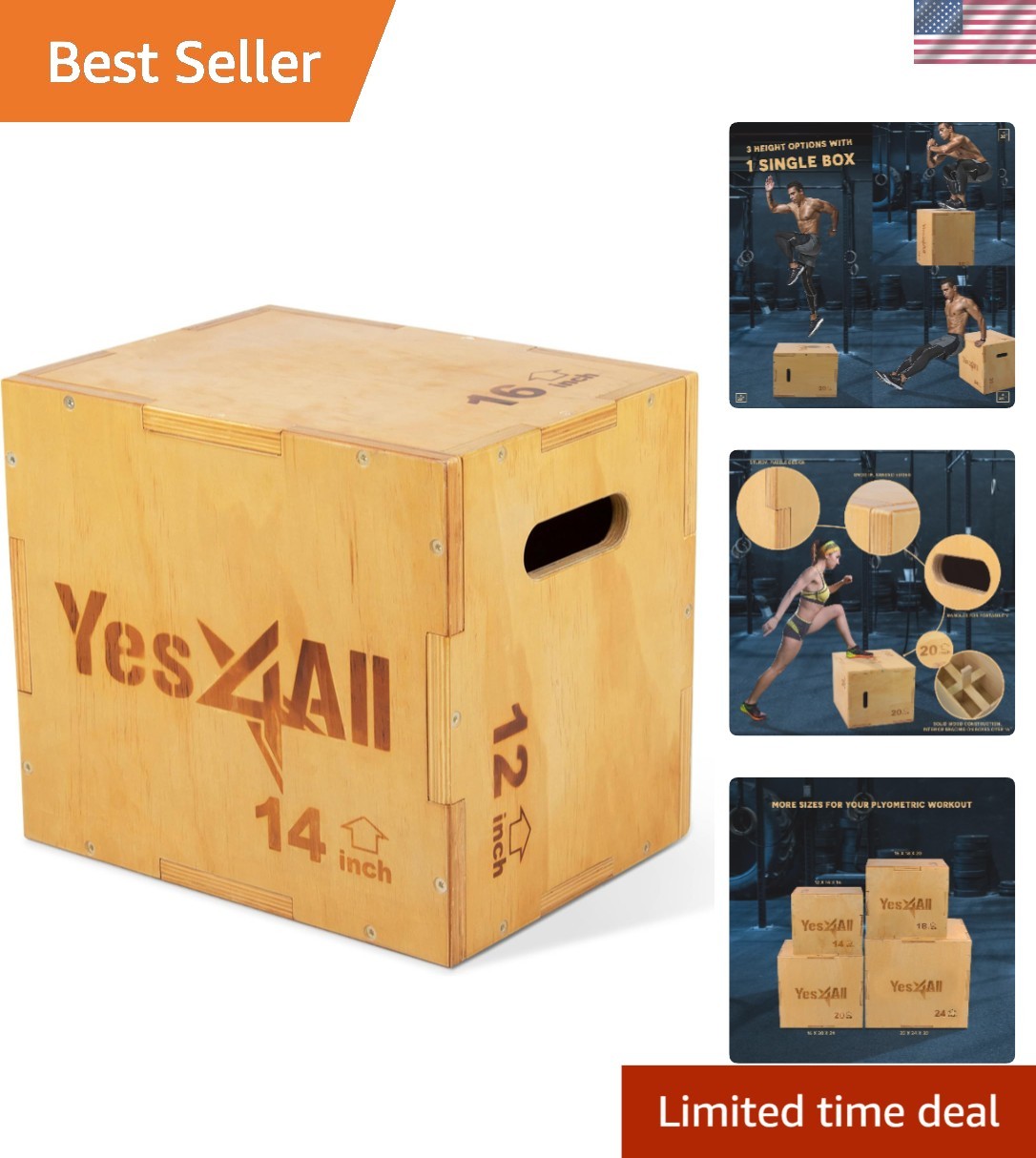 450 lbs Wooden Plyo Box with Smooth Edges - Home Gym Essential for All Levels