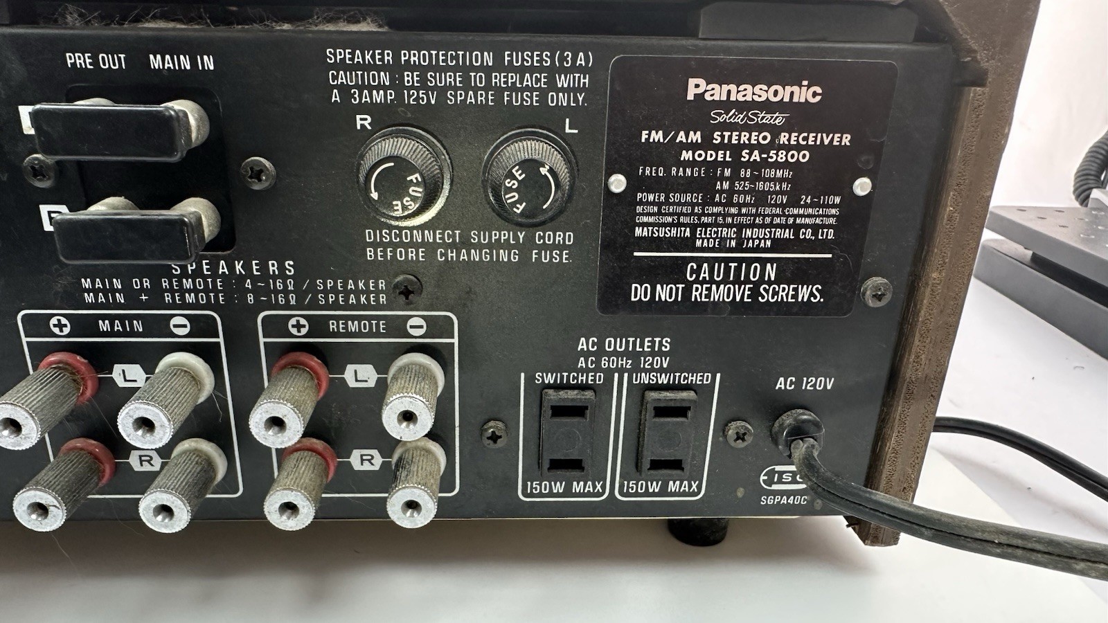 Vintage PANASONIC SA-5800 FM AM STEREO RECEIVER Tested.