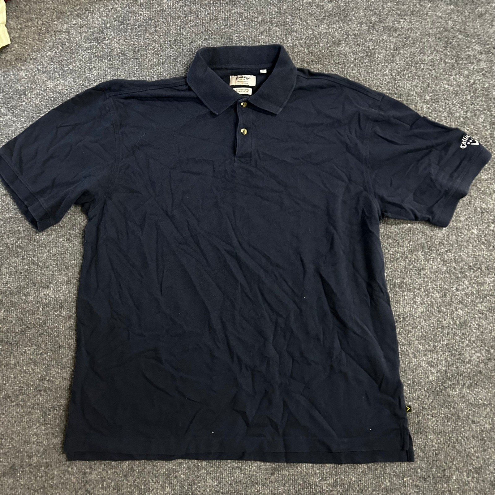 Callaway Polo Mens Size XL Navy Blue Combed Cotton Short Sleeve Golf Sport Shirt
