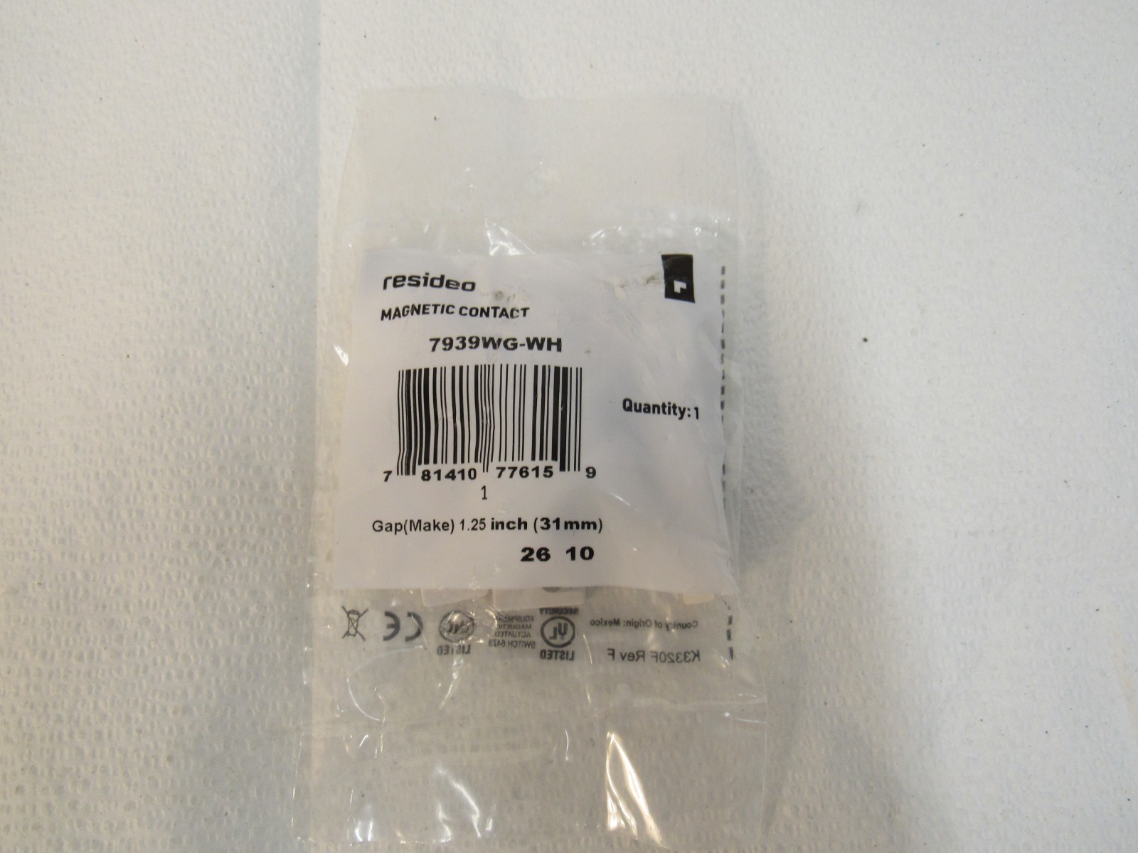 Honeywell Home Resideo 7939WG-WH Surface Mount Magnetic Contact 1.25" Gap