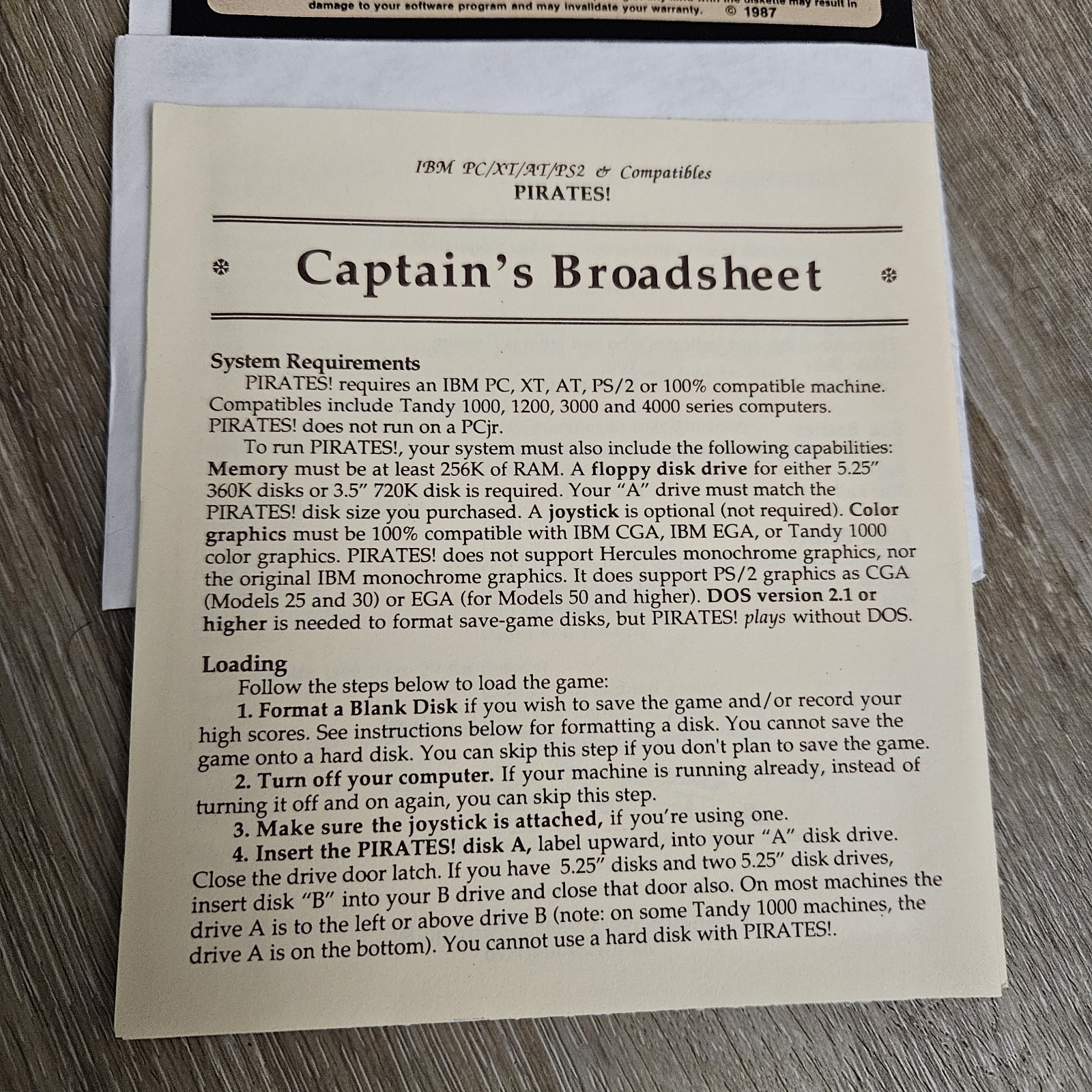 Sid Meier’s Pirates! IBM PC 5.25” MicroProse Complete Map Manual Disks