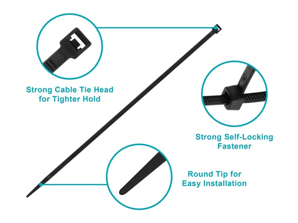 Nylone Cable Tie 8 inches 40 lbs, 100 pcs/pack, Black