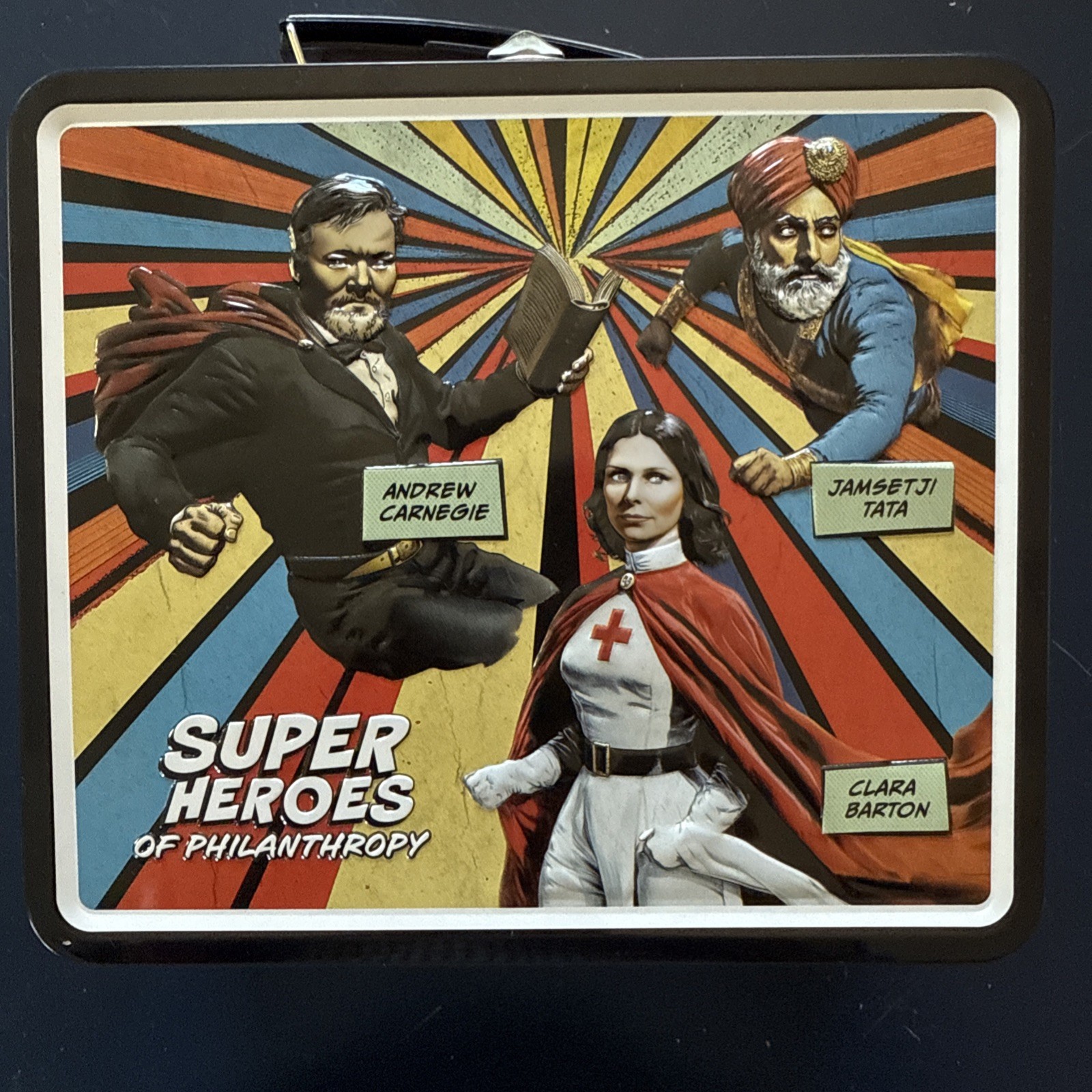 Super Heroes Of Philanthropy Lunch Box And Thermos Metal Lunchbox Set 2 Pc