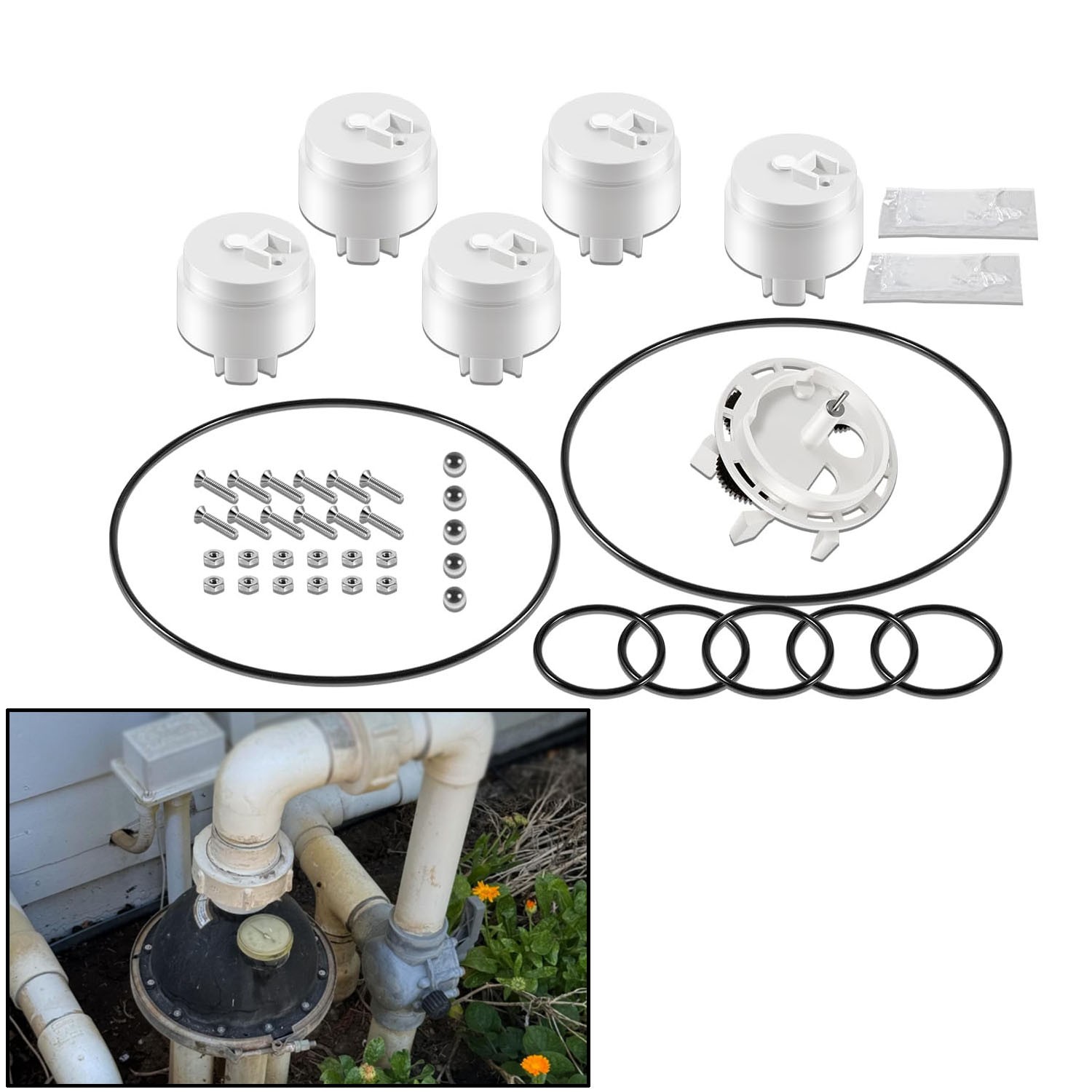 for Zodiac Jandy Caretaker 5-Port Pool Water Valve Rebuild Complete Kit 5-9-2001
