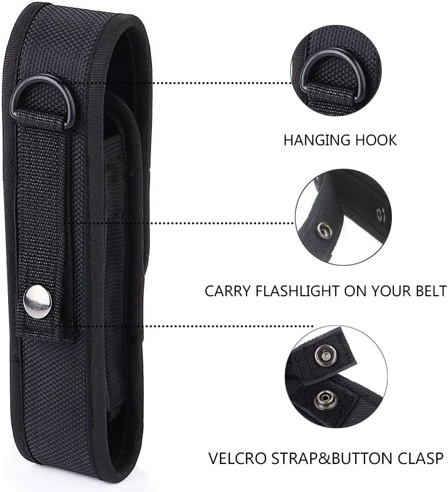 2 Pcs Flashlight Holster Pouch Holder Flash Light Belt Pouch Carry Case for 5...