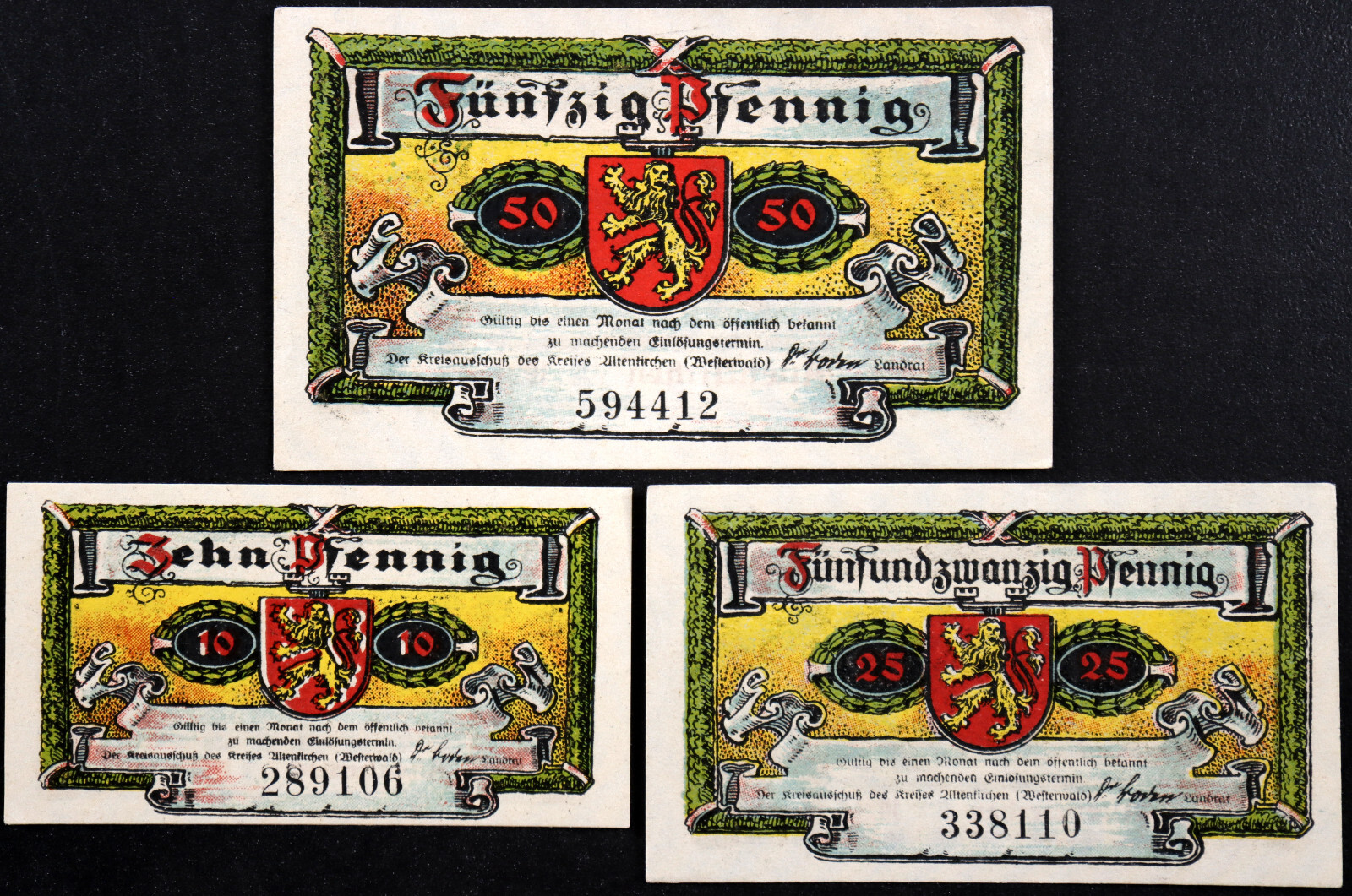 ALTENKIRCHEN 1921 Rare w/o A "Sower Motif, Castles" Complete German Notgeld