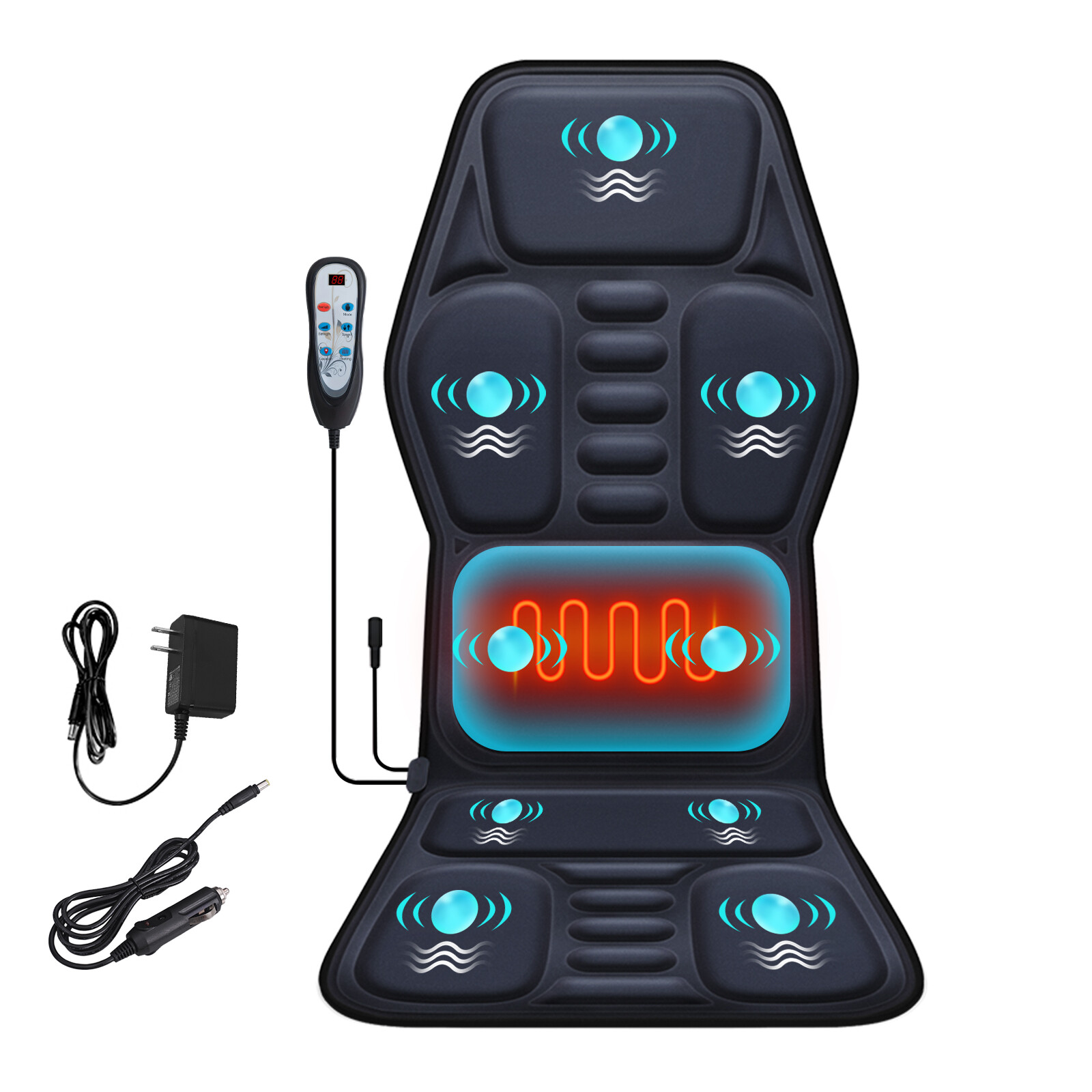 9 Mode Car Massage Seat Heat Chair Pad Cushion Mat Home Office Back Neck Lumbar
