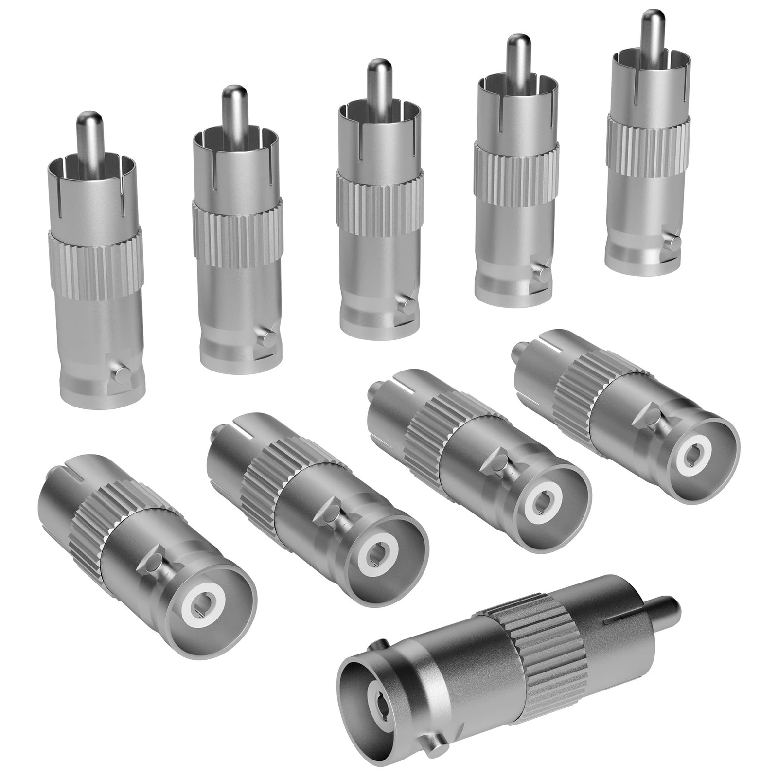 Elecan BNC to RCA Adapter (10 Pack) Female Male Connector 10 PK