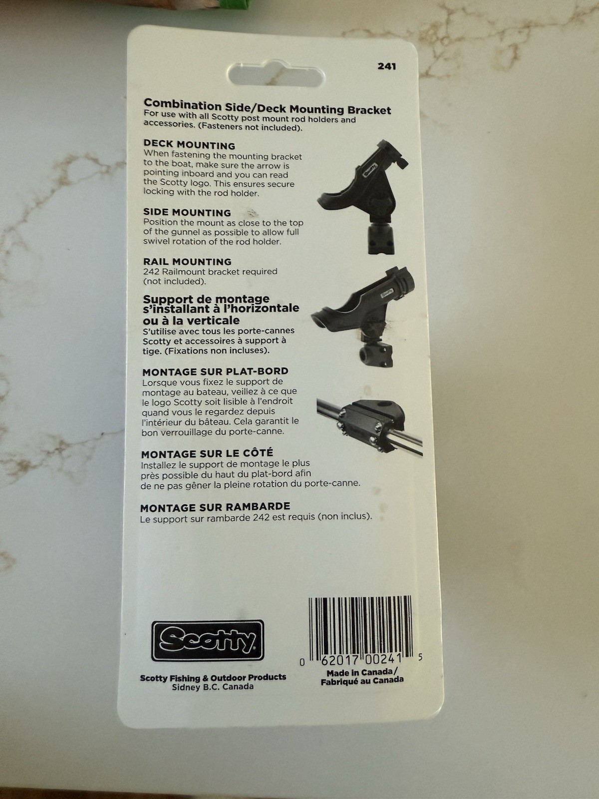 Scotty 241-Bk 241 Combination Side Or Deck Mount Black