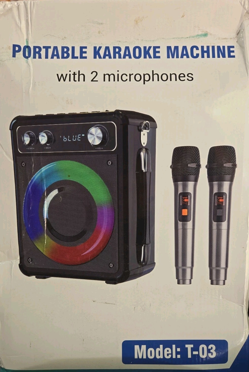 VOSOCO Karaoke Machine with 2 Wireless Microphones, Portable Bluetooth...