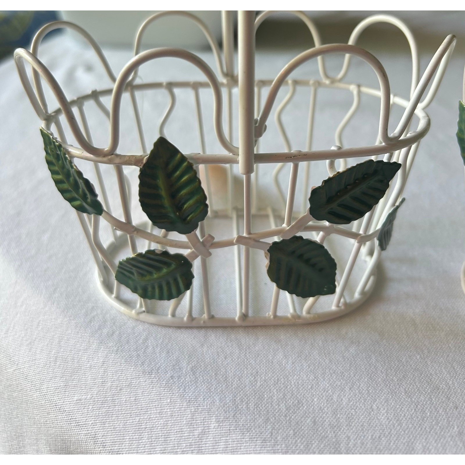 Vintage Metal Basket Planter Candle Holder Bundle Green Leaf Ivy Spring Display