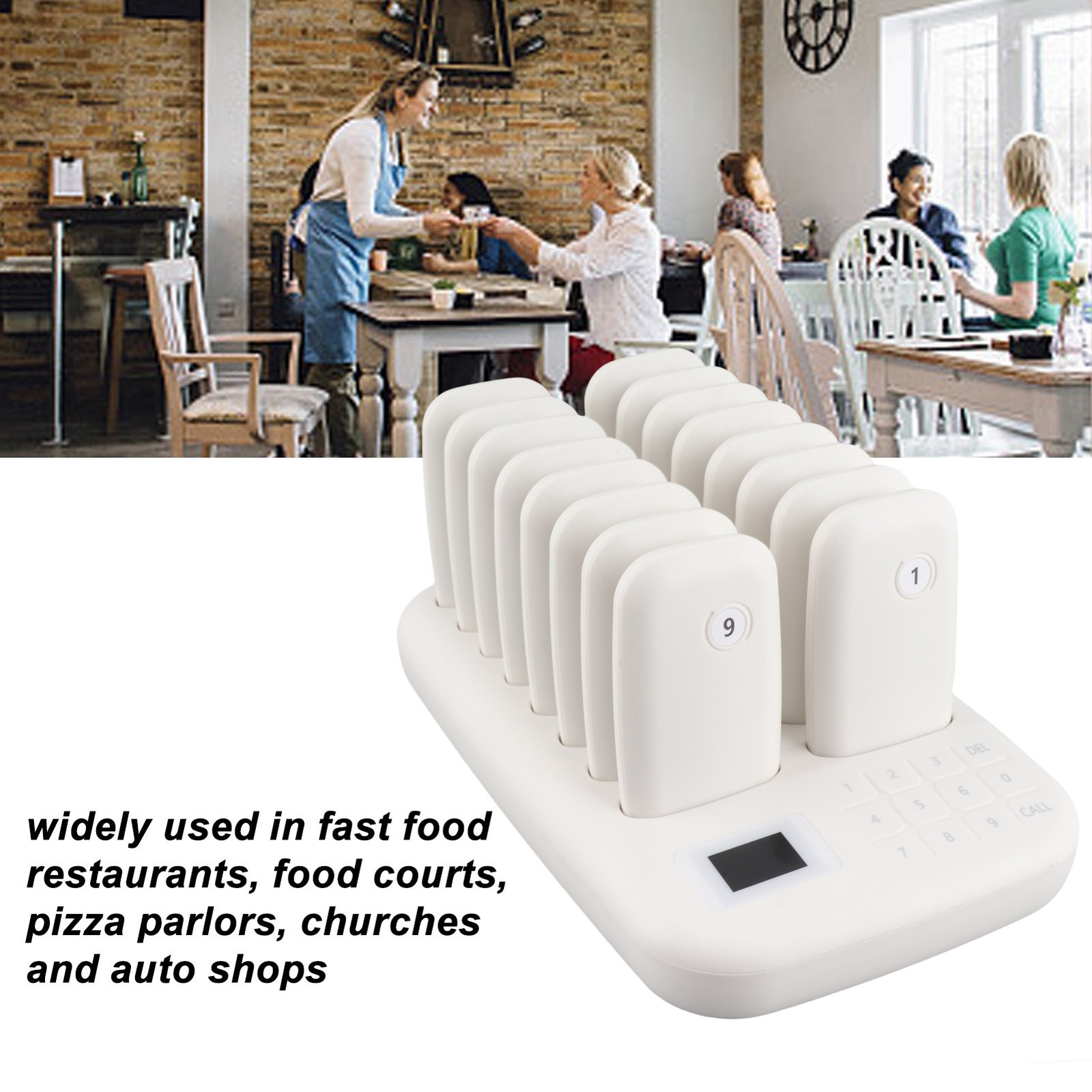 Wireless Calling System 16 Pagers 546yd Transmission 2 Working Modes Touch MIDX
