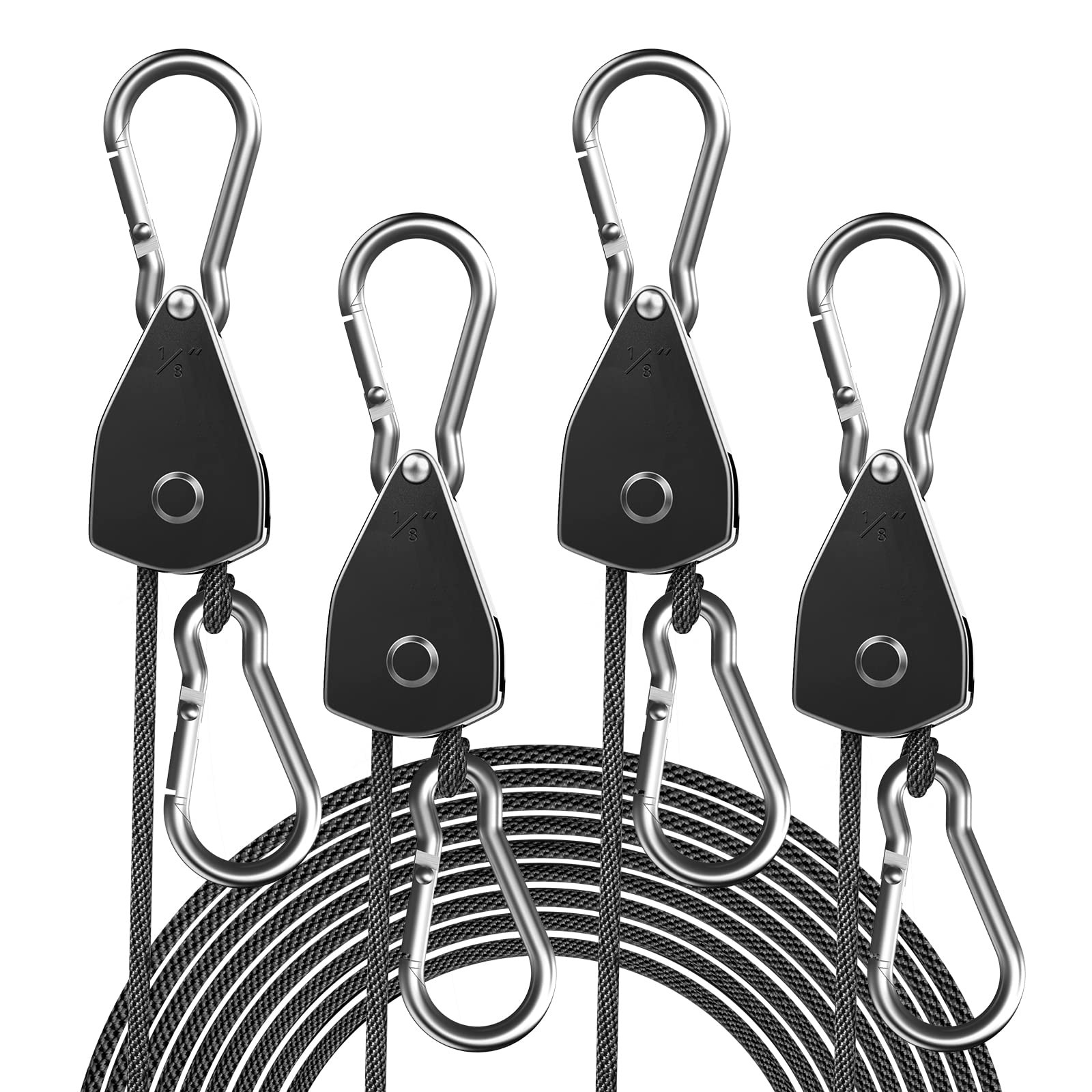 4 Pcs 1/8 Inch Kayak Tie Down Rope Ratcheting Pulley System Kayak Straps