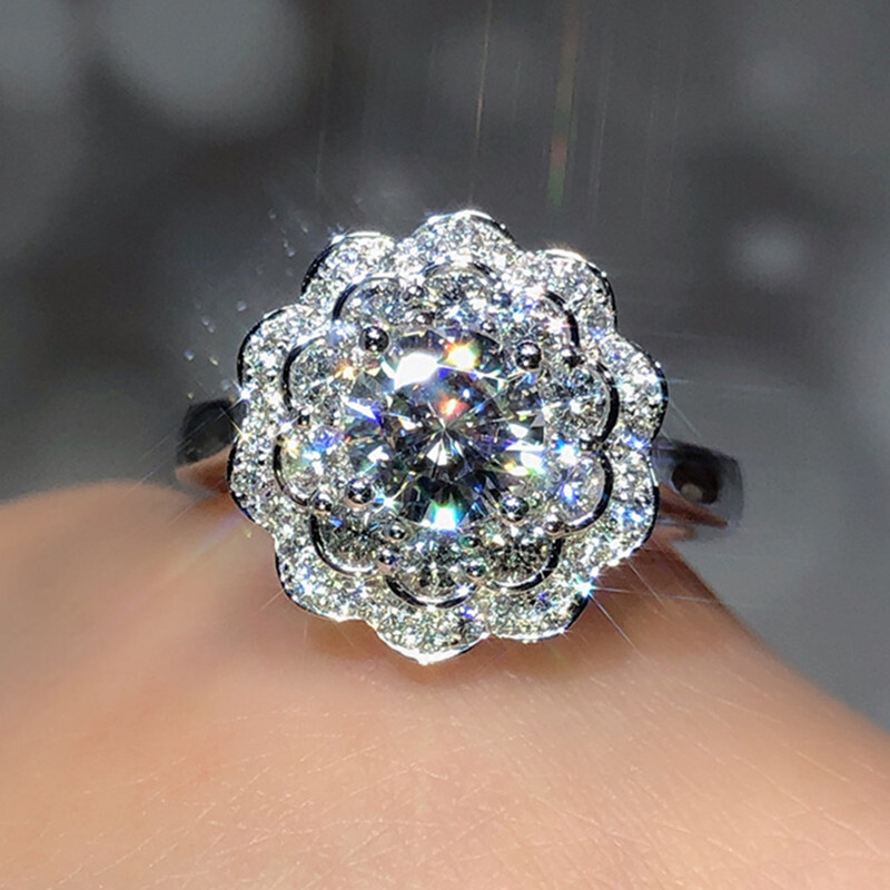 Women Wedding 925 Silver Plated Ring Gorgeous Cubic Zircon Party Jewelry Sz 6-10