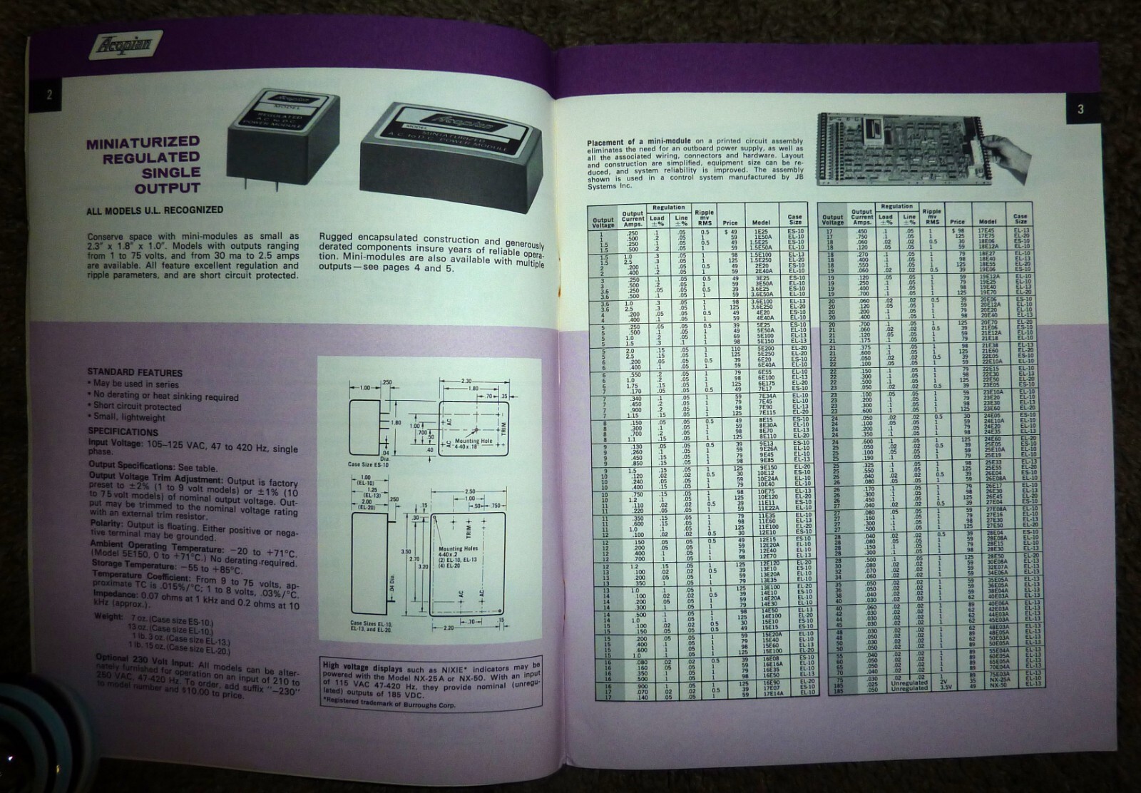Acopian Power Supply Catalog 1981 OEM Good Condition