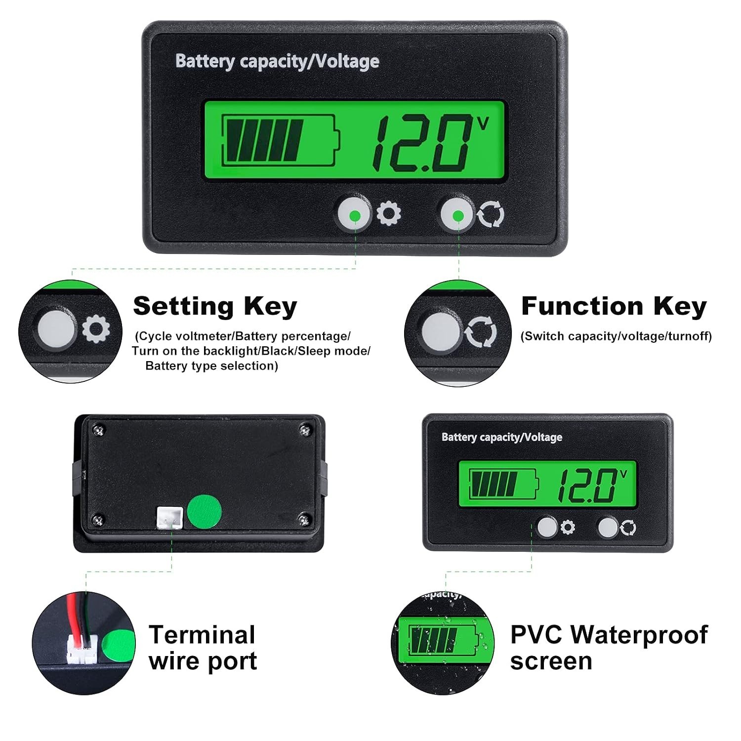Multifunctional Battery Capacity Indicator - 12V-84V Waterproof Voltage Tester