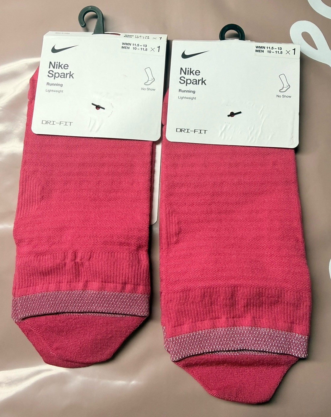 Nike Spark Lightweight No Show Socks Large Pink Mens 10-11.5 Women 11.5-14 Lot