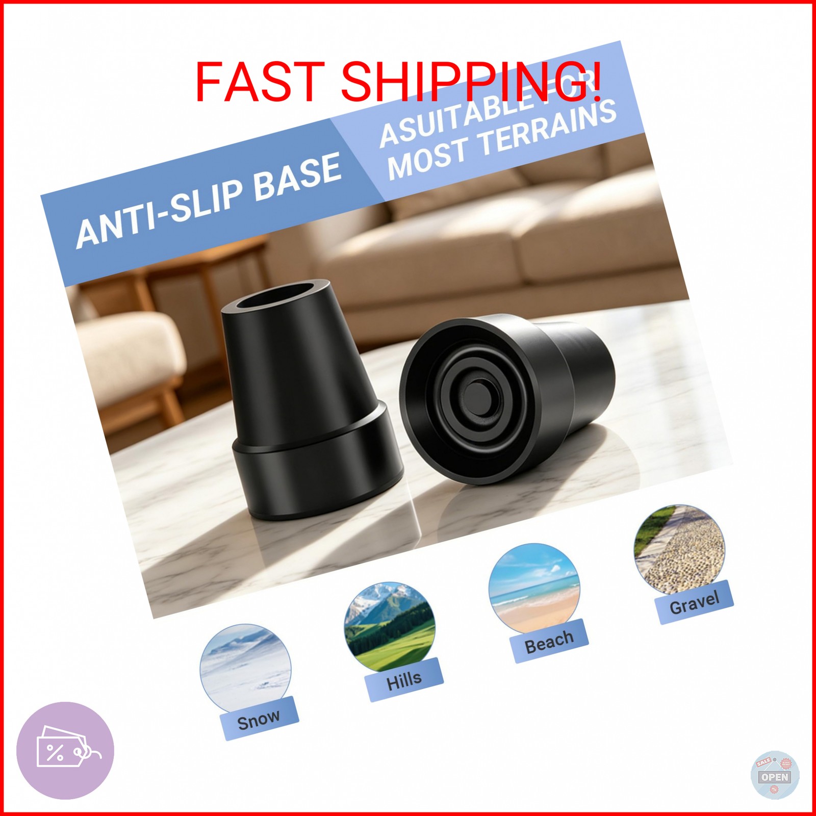 Cane Tips 1 Inch Upgrade Heavy Duty Rubber Walker Accessories Replacement Rubber