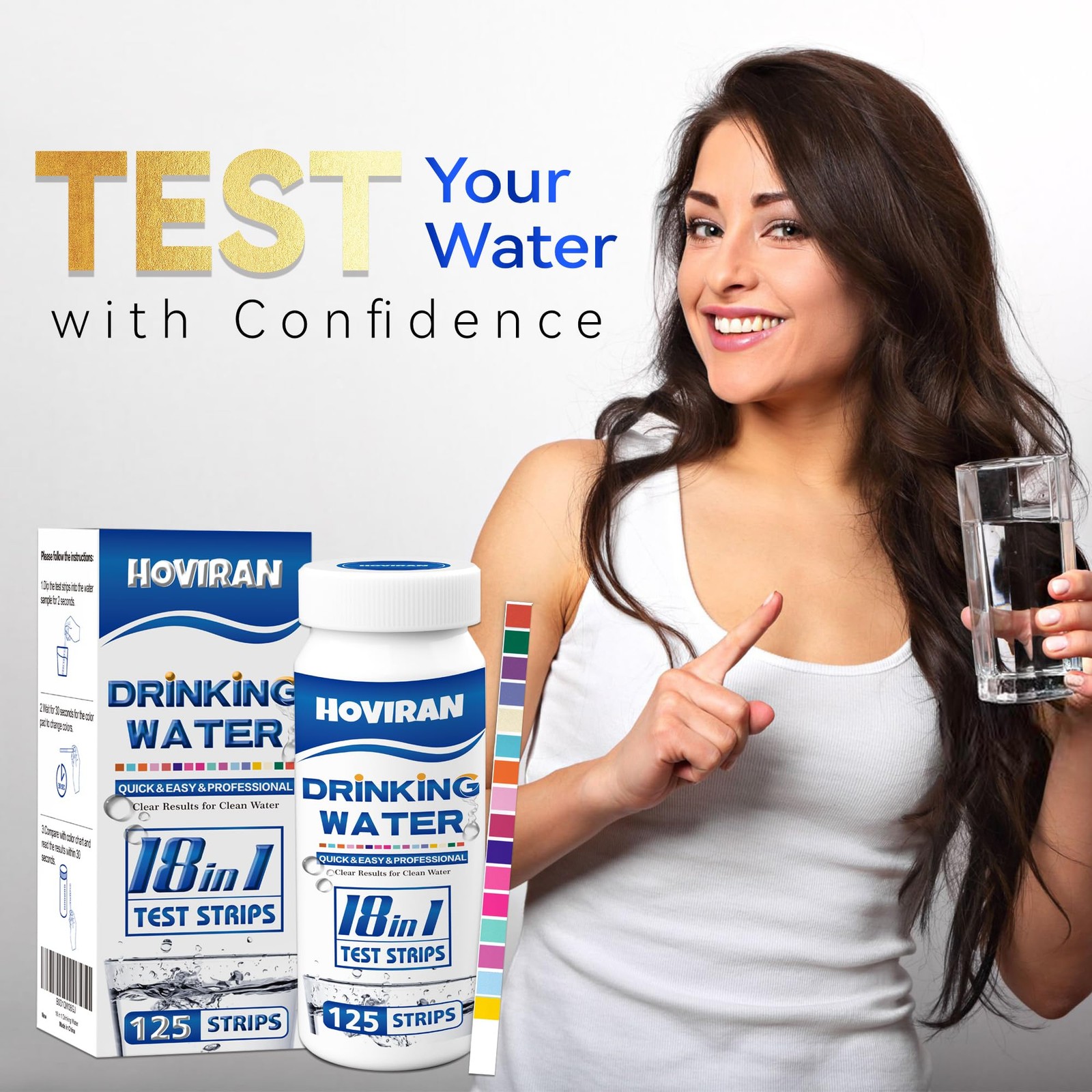 125 Ct Drinking Water Test Strips - Home, Well Water Testing Kit for Lead, Hardn