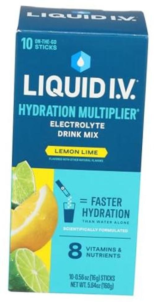 Liquid IV Lemon Lime Hydration Drink Mix 10 Count, 0.56 0.56 Ounce (Pack of 10)