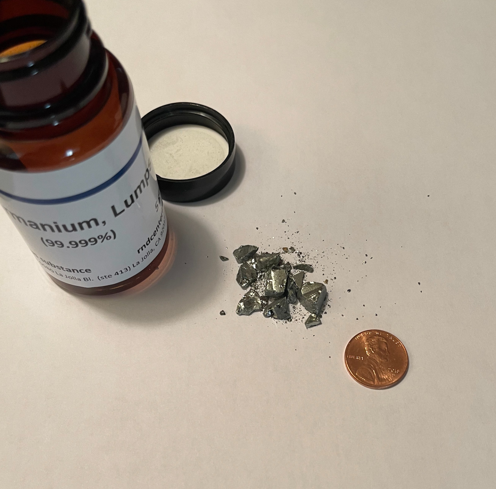 Germanium Metal, Chunks, 3-9mm, 99.999% , 5 grams