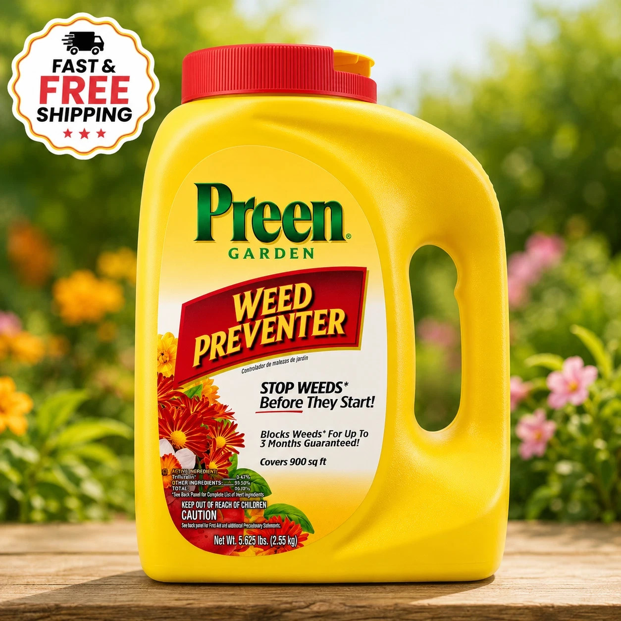 Preen Garden Weed Preventer 5.625lb Shaker Bottle Covers 900 Sq Ft Weed Control