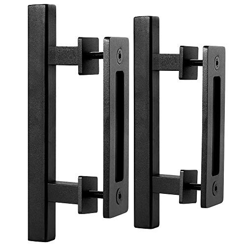 Pack 10" Sliding Barn Door Pull Handle with Flush Hardware, Double Sided, 2