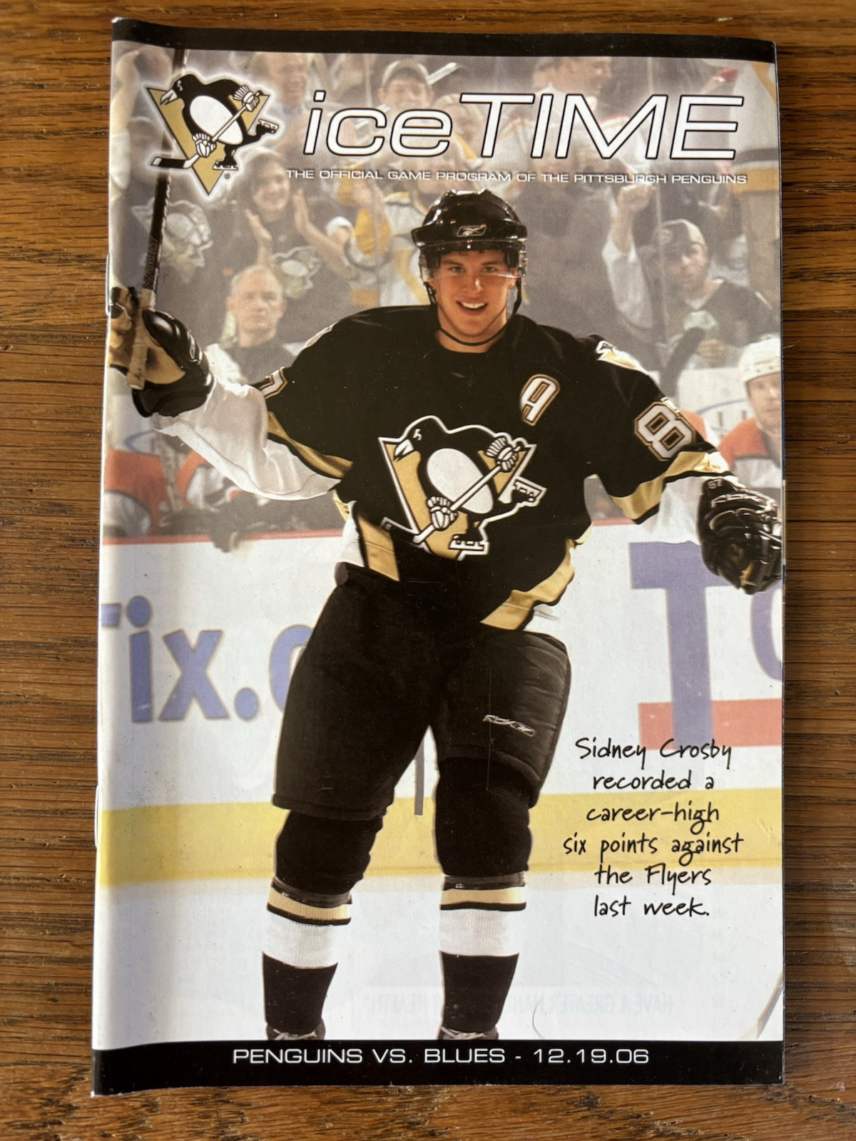 PITTSBURGH PENGUINS ICE TIME PROGRAM SIDNEY CROSBY ROOKIE YEAR DECEMBER 19 2006