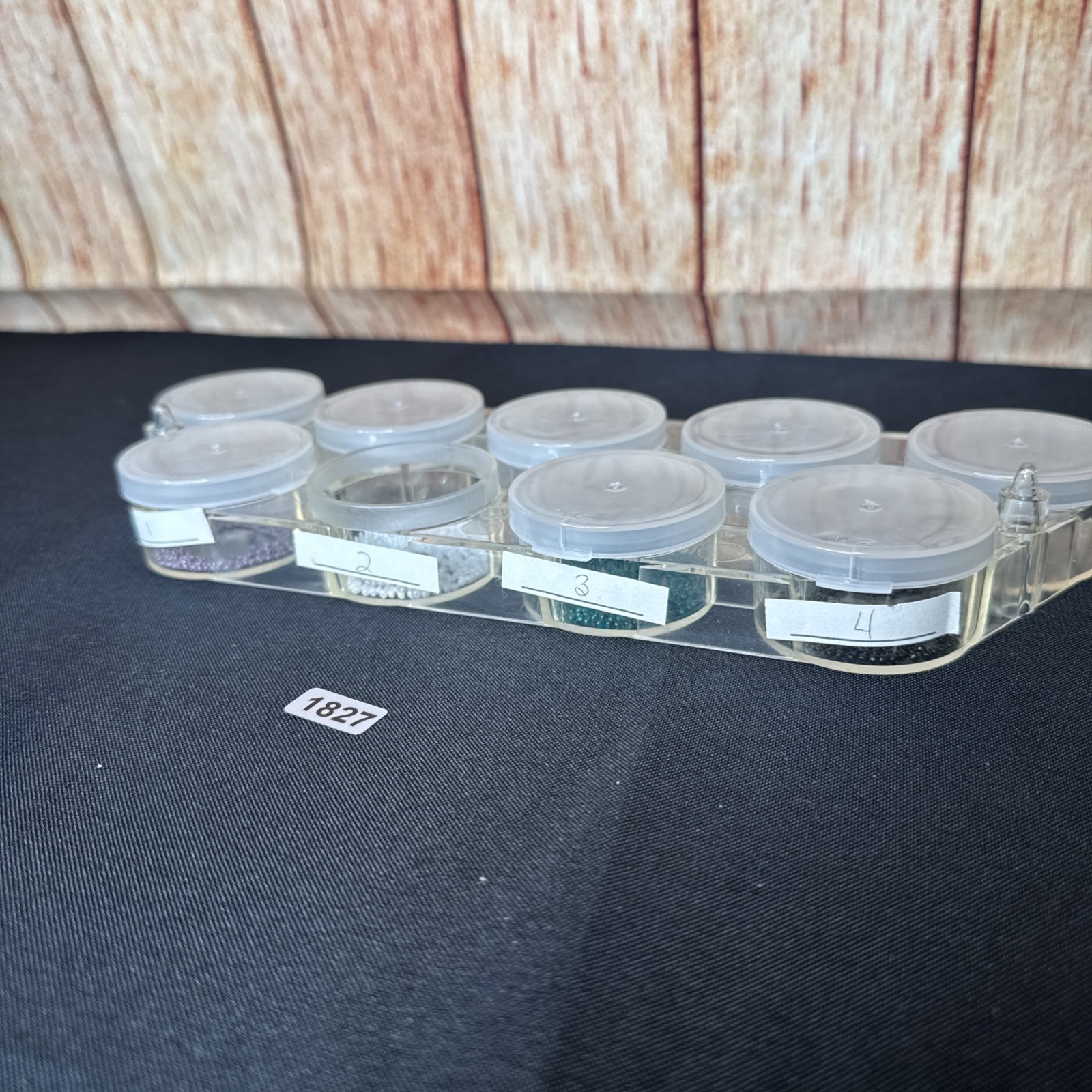 VTG Seed Bead Container W/ Some Glass Seed Beads