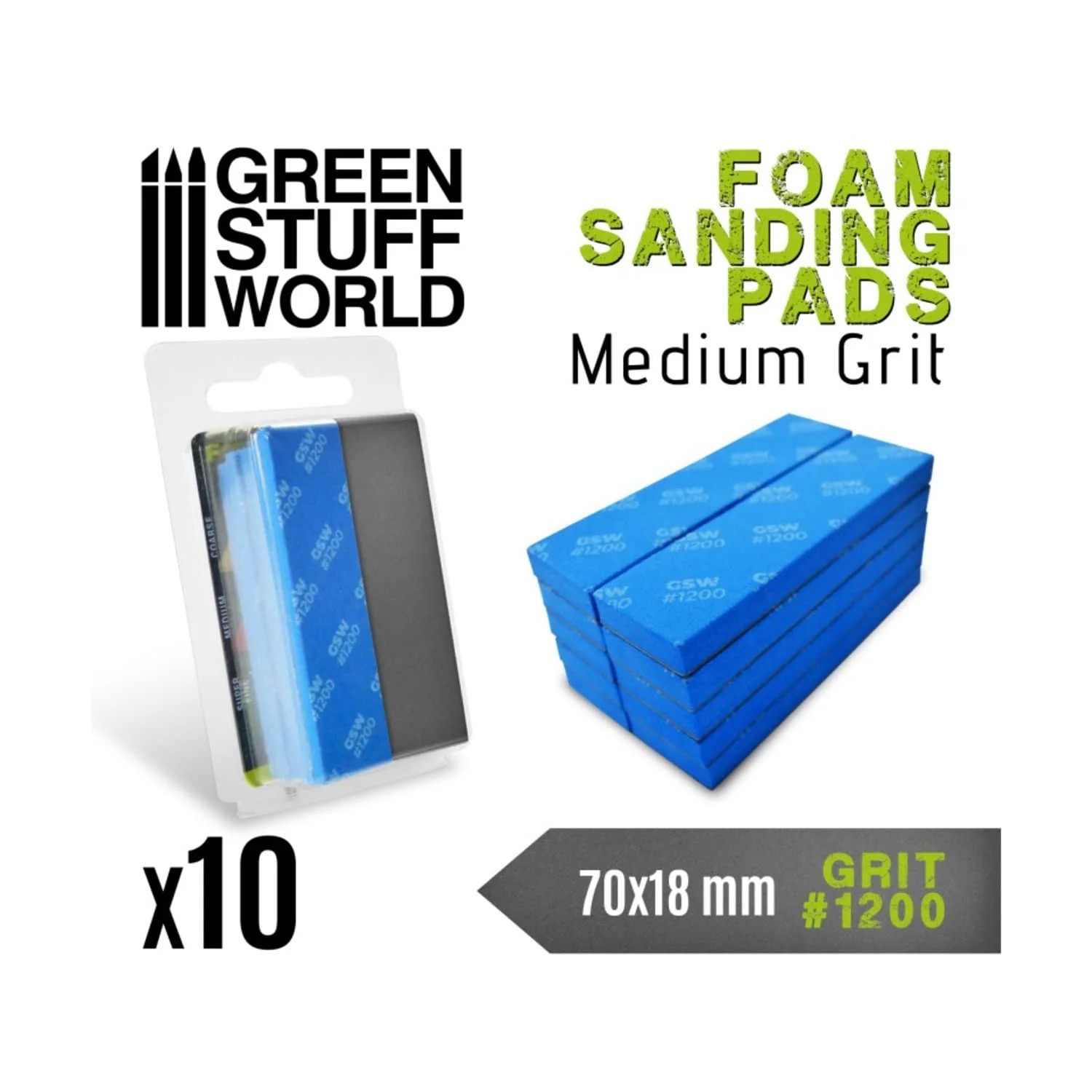 Green Stuff World for Models and Miniatures Foam Sanding Pads 1200 grit 10773