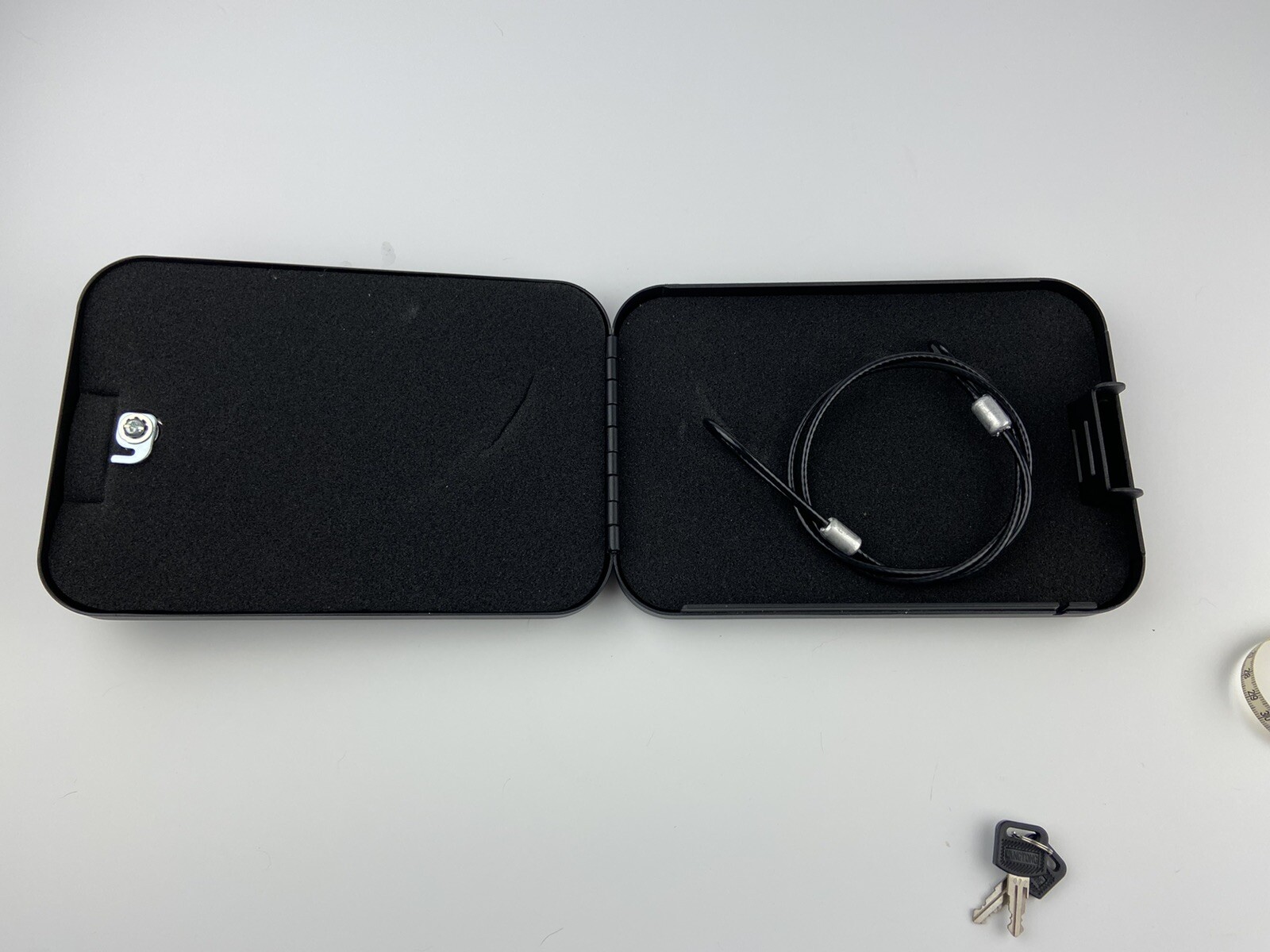 Portable Safe Box with Key 9.5 x 6.5 Inches Compact Small Lock Box