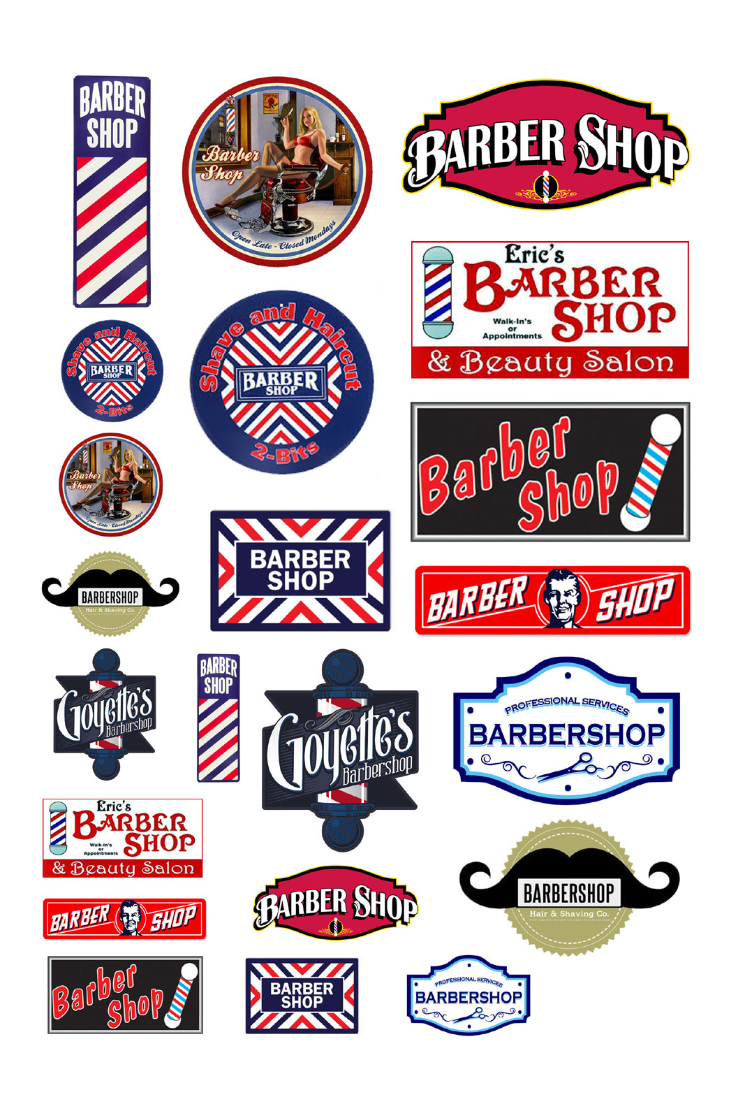 1:24 1:25 G scale model barber shop signs