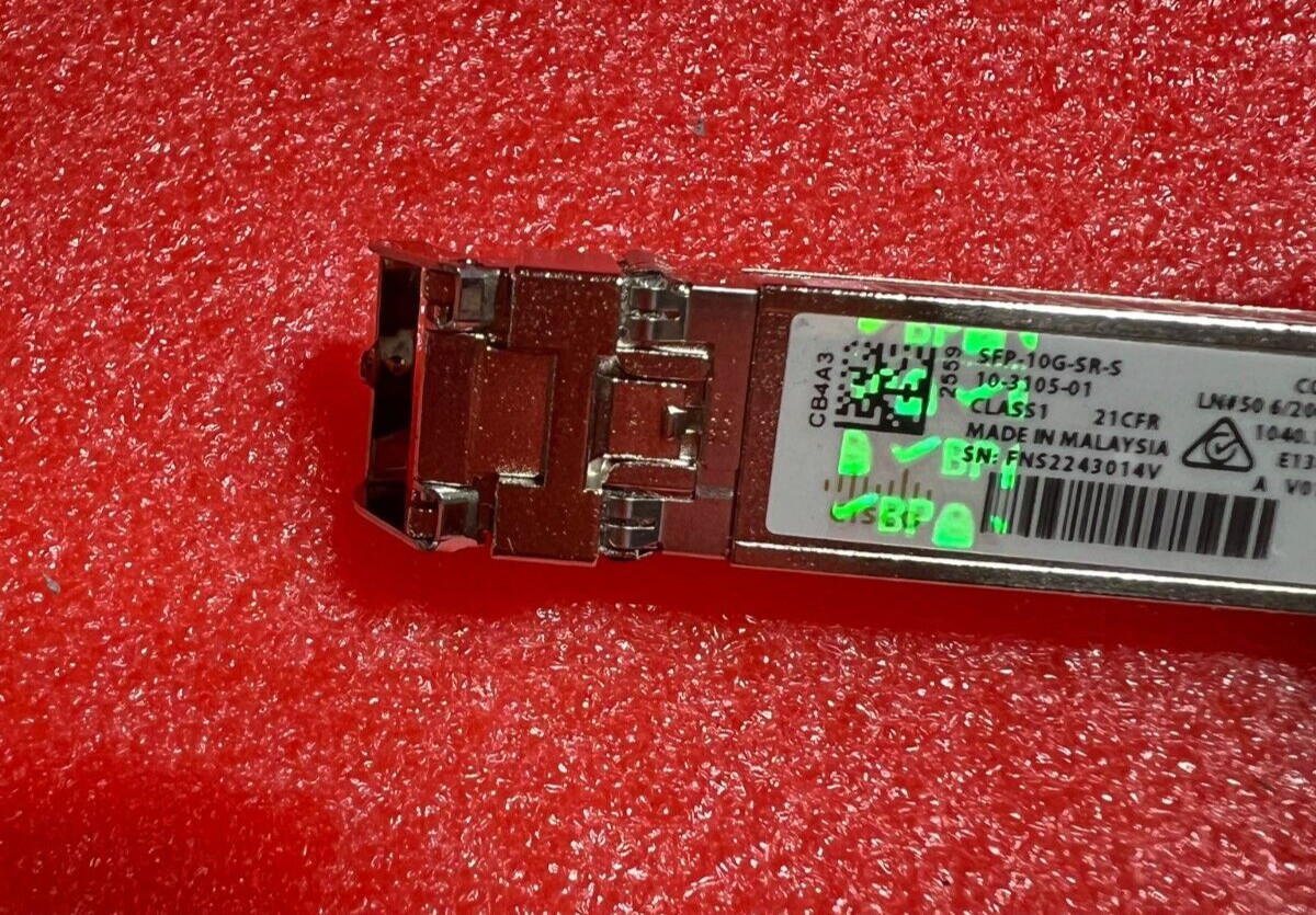 Genuine Cisco SFP-10G-SR-S 10-3105-01 V01 10GBASE-SR SFP+ Module With Hologram