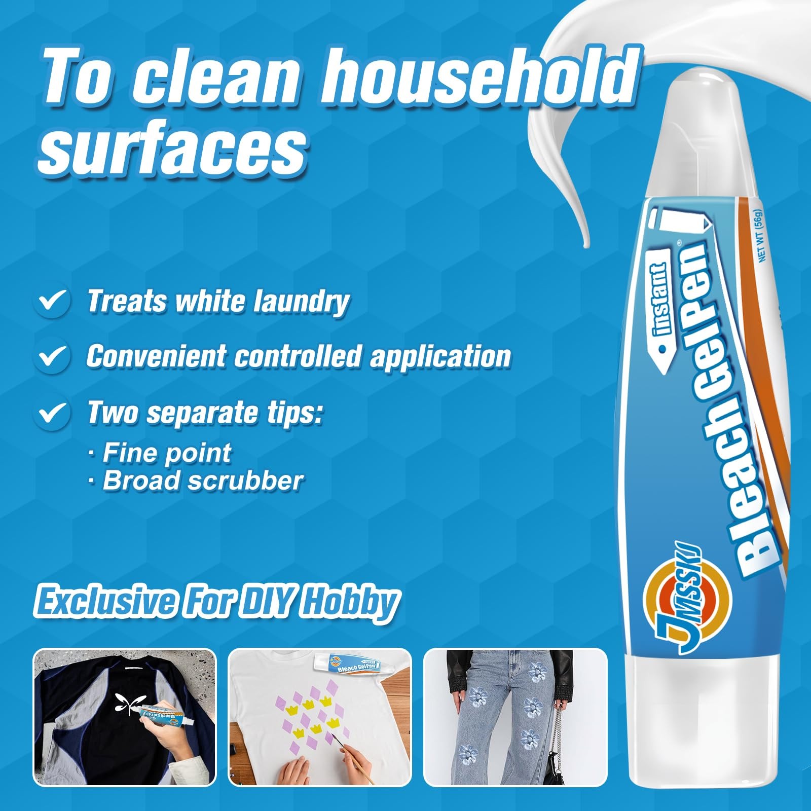 Bleach Pen for Clothes Stain Remover - 1.76 Fl Oz (Pack of 1), Pearl white