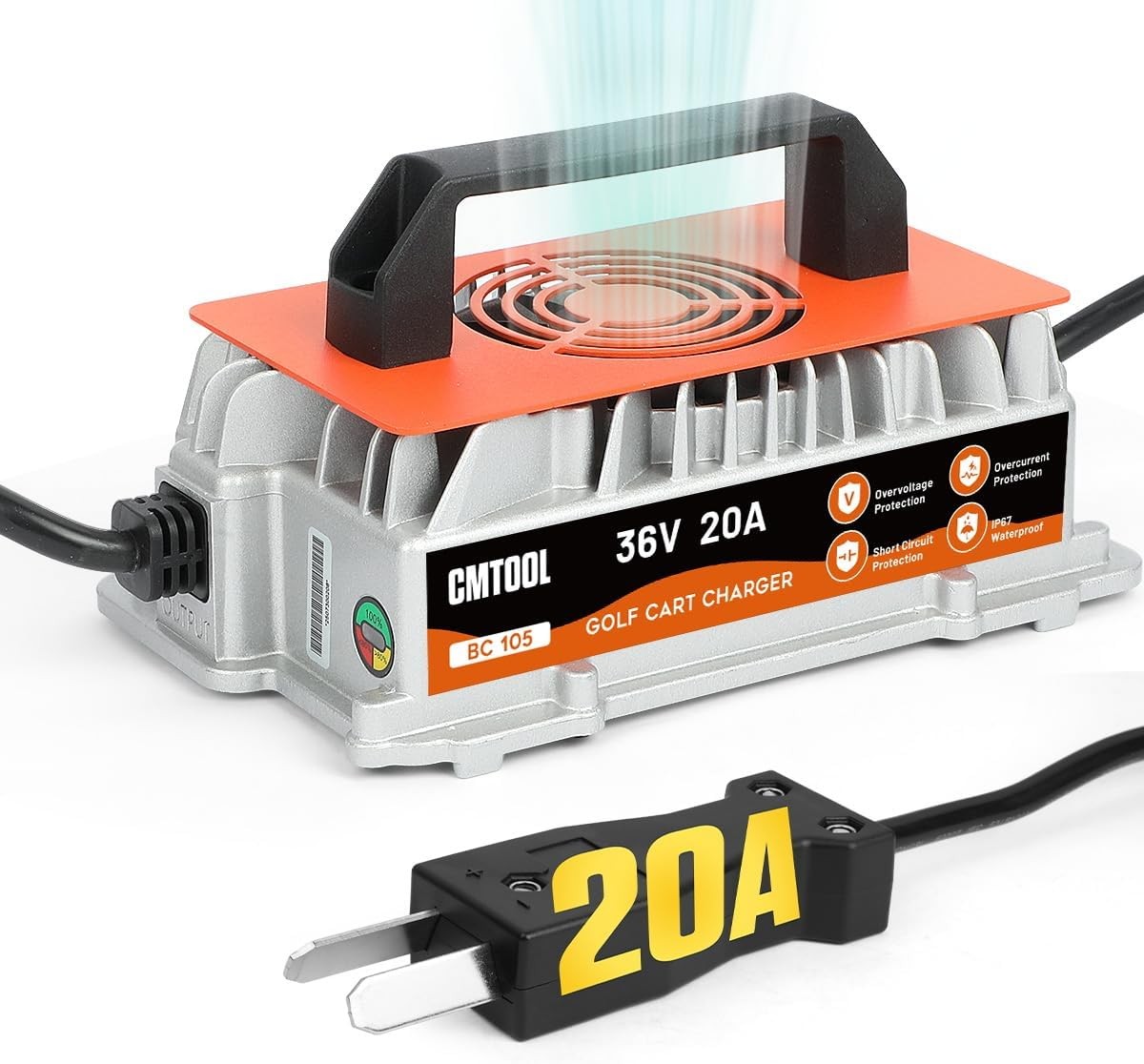 36 Volt 20 Amp Golf Cart Battery Charger for EZGO Yamaha Club IP67 Waterproof