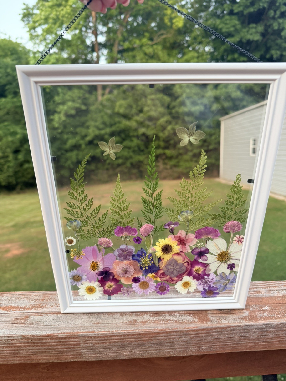 Handmade Pressed Flower Artwork In Hanging Frame