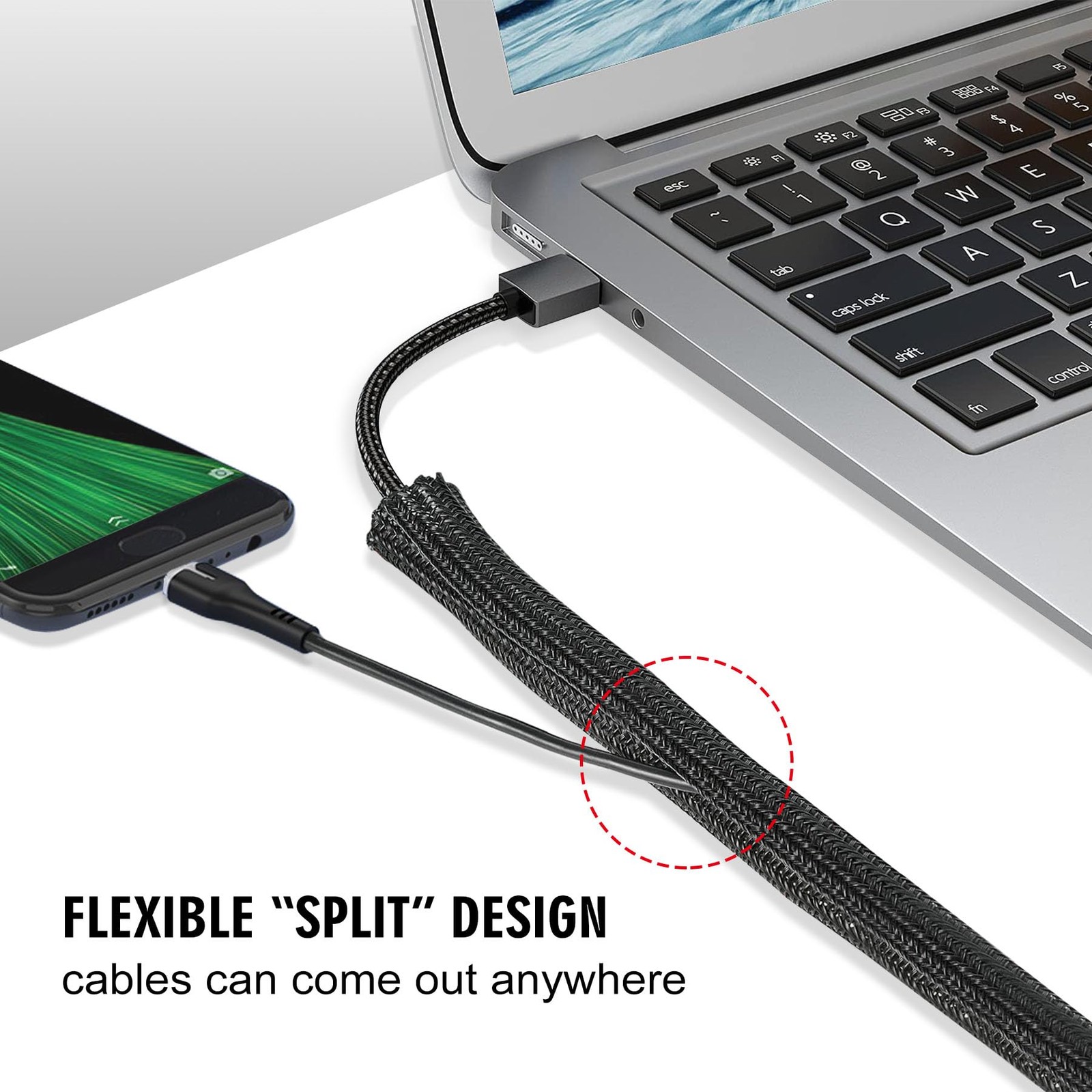 Moxita 25ft 3/4 Split Cable Sleeve - Wire Loom Cord Protector, Black