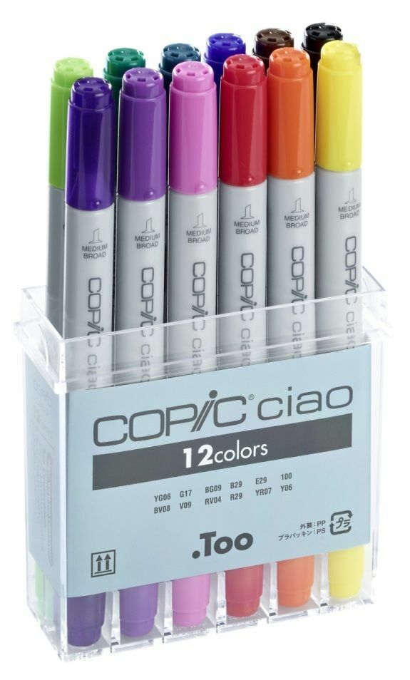 COPIC CIAO PENS 12 BASIC / MAIN COLOUR SET - MANGA GRAPHIC ARTS - FAST SHIPPING
