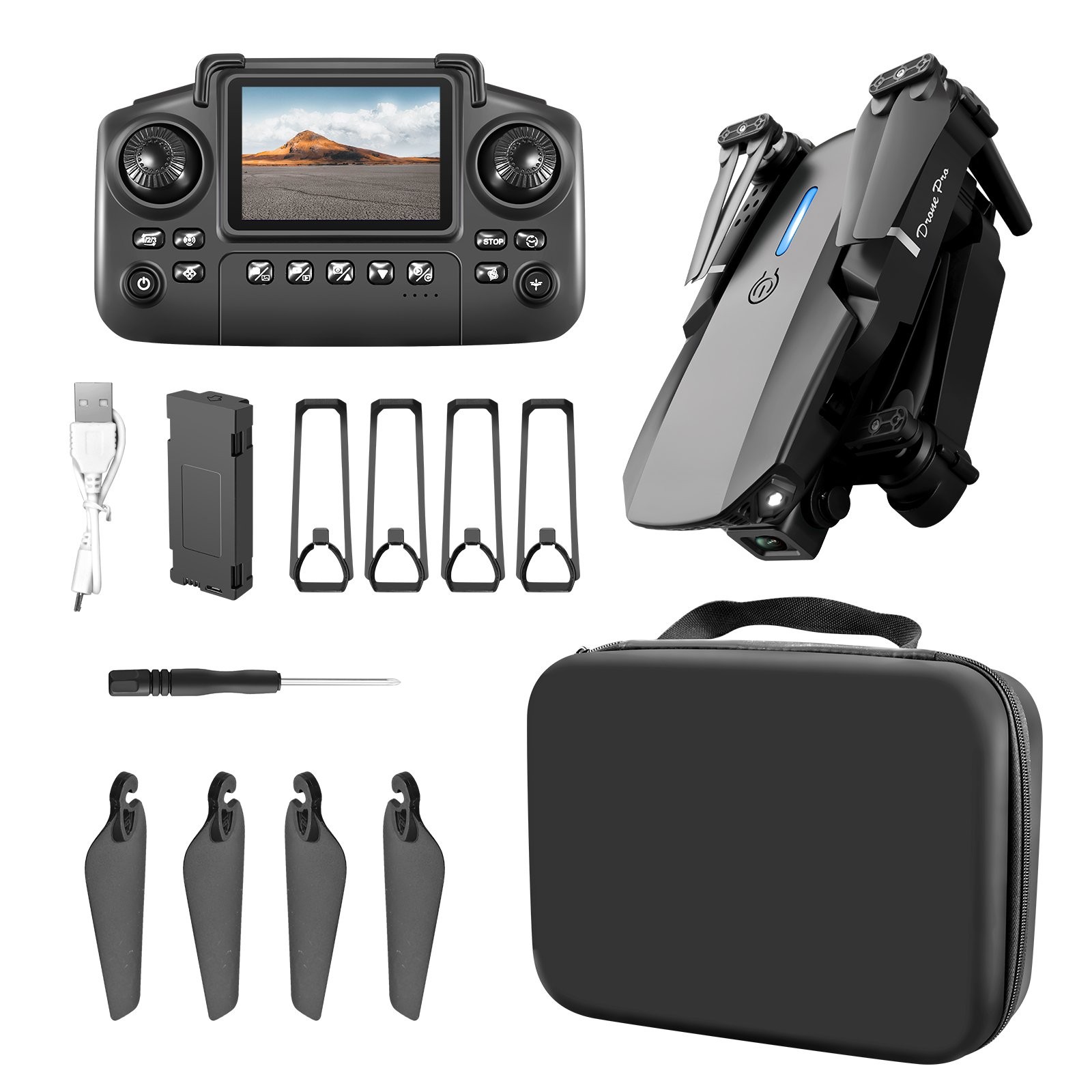 4K HD Drone Dual Camera WiFi FPV Foldable Quadcopter RC with Screen Remote
