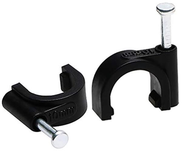 10mm Diameter Circle Ethernet Nylon Wire Cable Clips Clamps with Steel Nail,