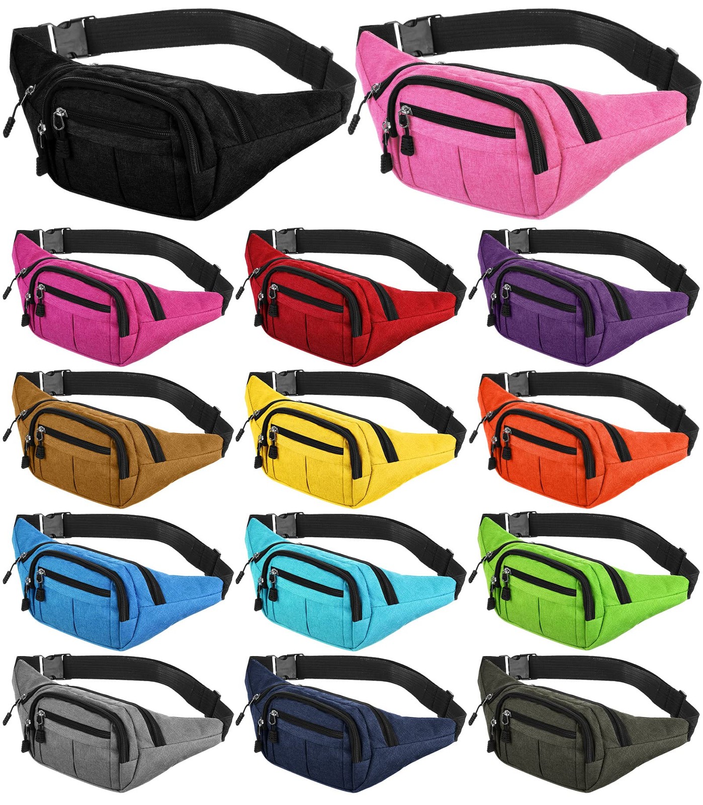 14 Pcs Fanny Pack Bulk 80s 90s Waterproof Crossbody Waist Bag Traveling Runni...