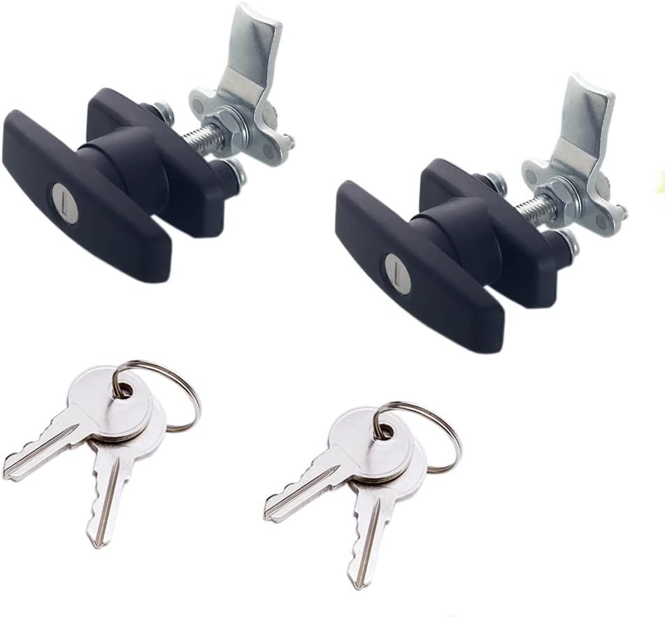 2PCS T Handle Latch Lock Keyed Alike Black Coated Compatible with