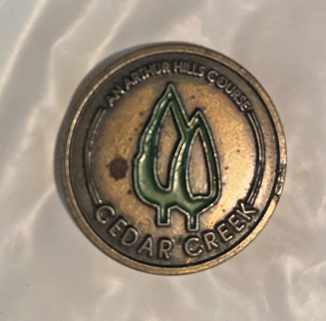 CEDAR CREEK GOLF CLUB, AIKEN, SC.  1"-coin style Ball Marker, Original. A BEAUTY